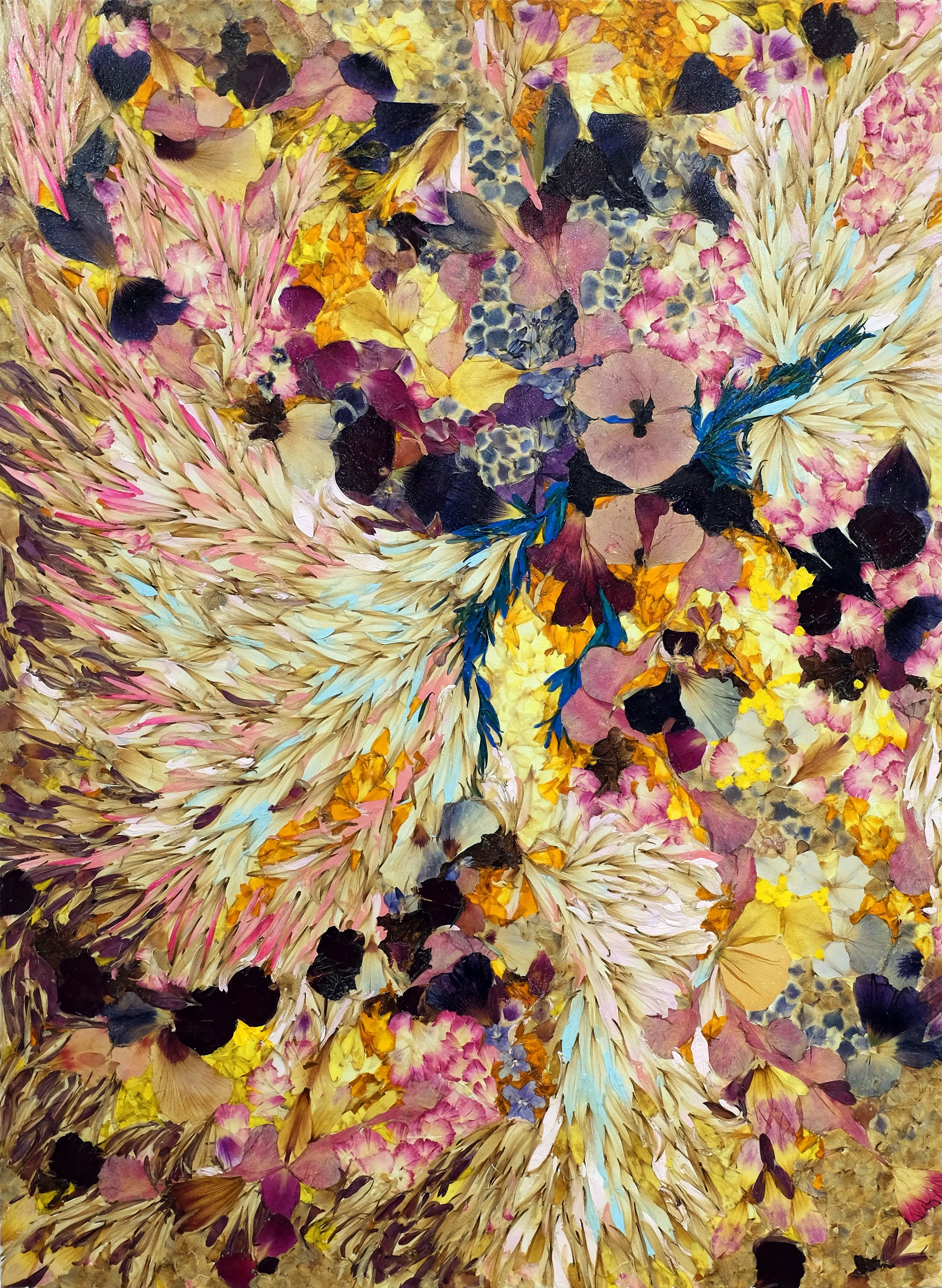Déflorée Self 11, 2025, flower petals, medium & UV protection on canvas, H: 48" x W: 36”