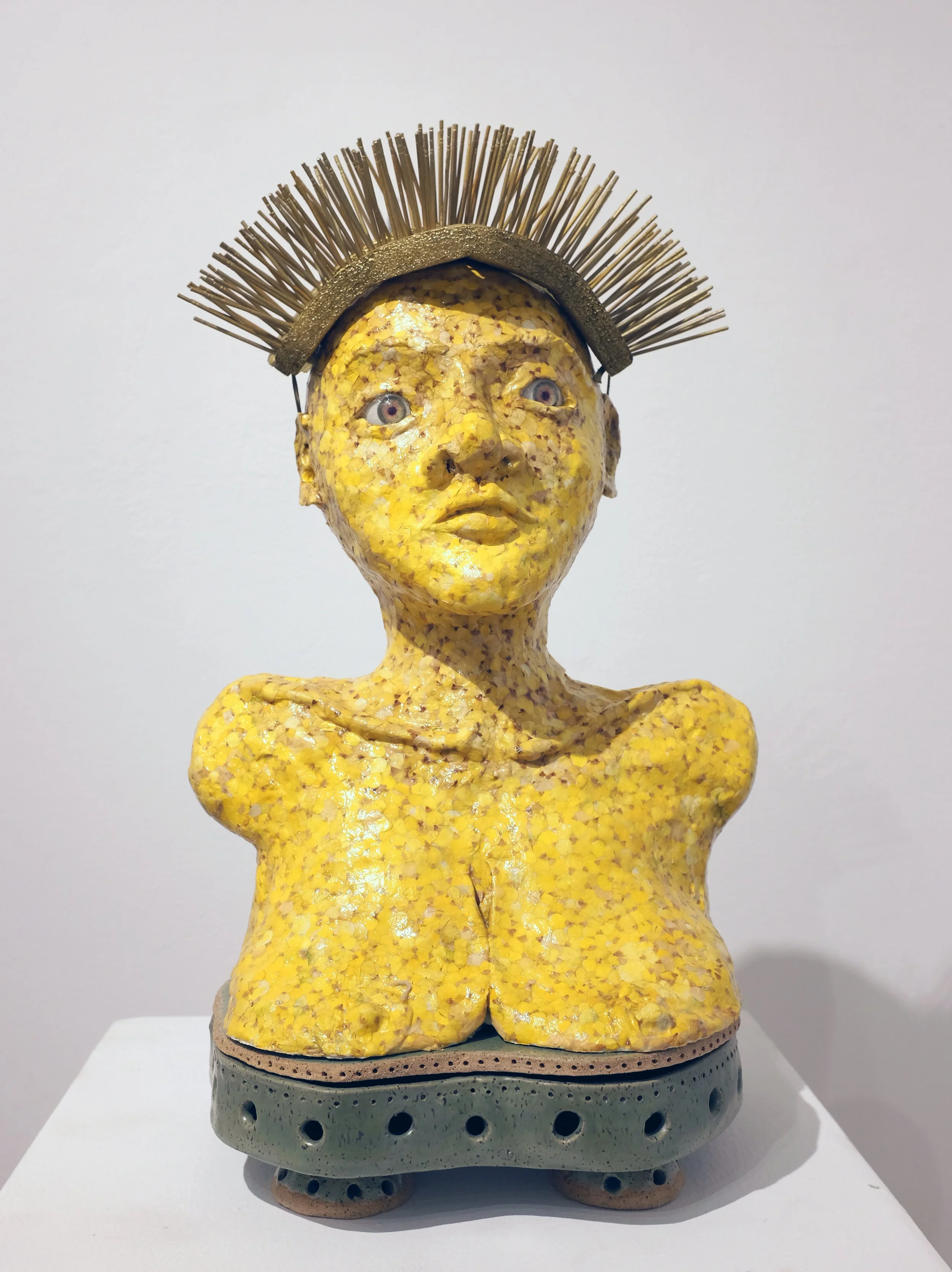 Lax Chimera II, 2026, Epoxy clay, mannequin parts, flower petals, medium, Ceramic stand, H:44 x W:18 x D:11 Inches