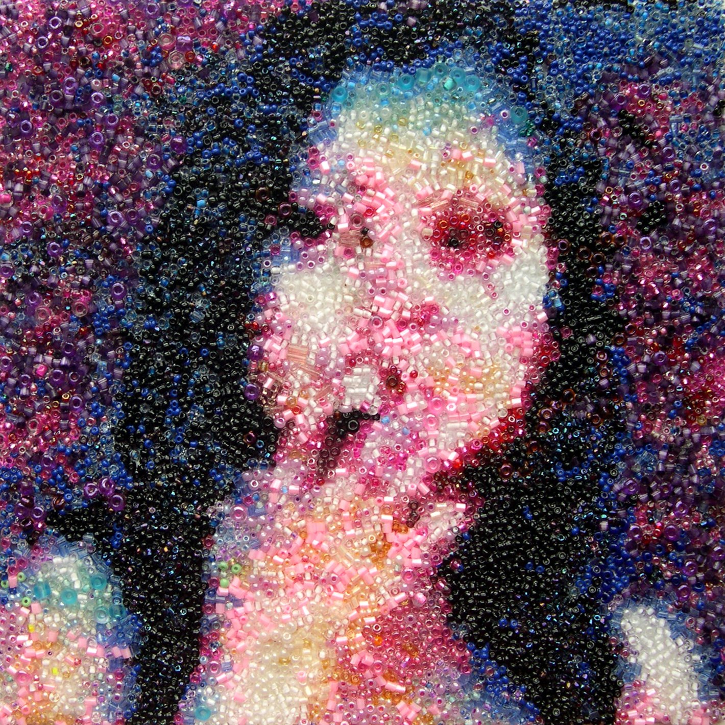Tenant #17, glass beads on digital print. 7" x 7 "