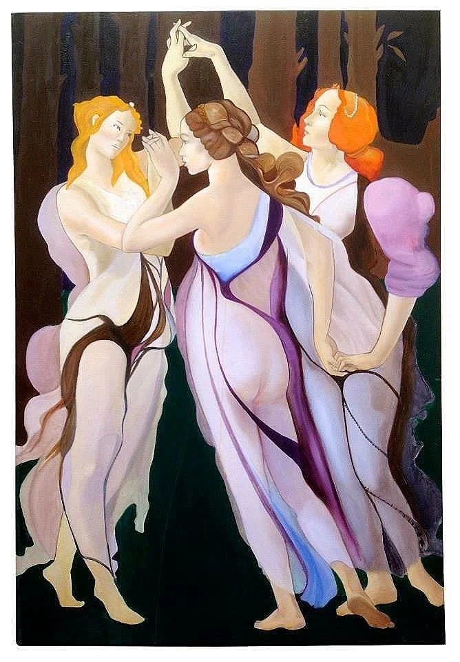 Three Graces // Oil on stretched canvas // 3x5 // -Sold-