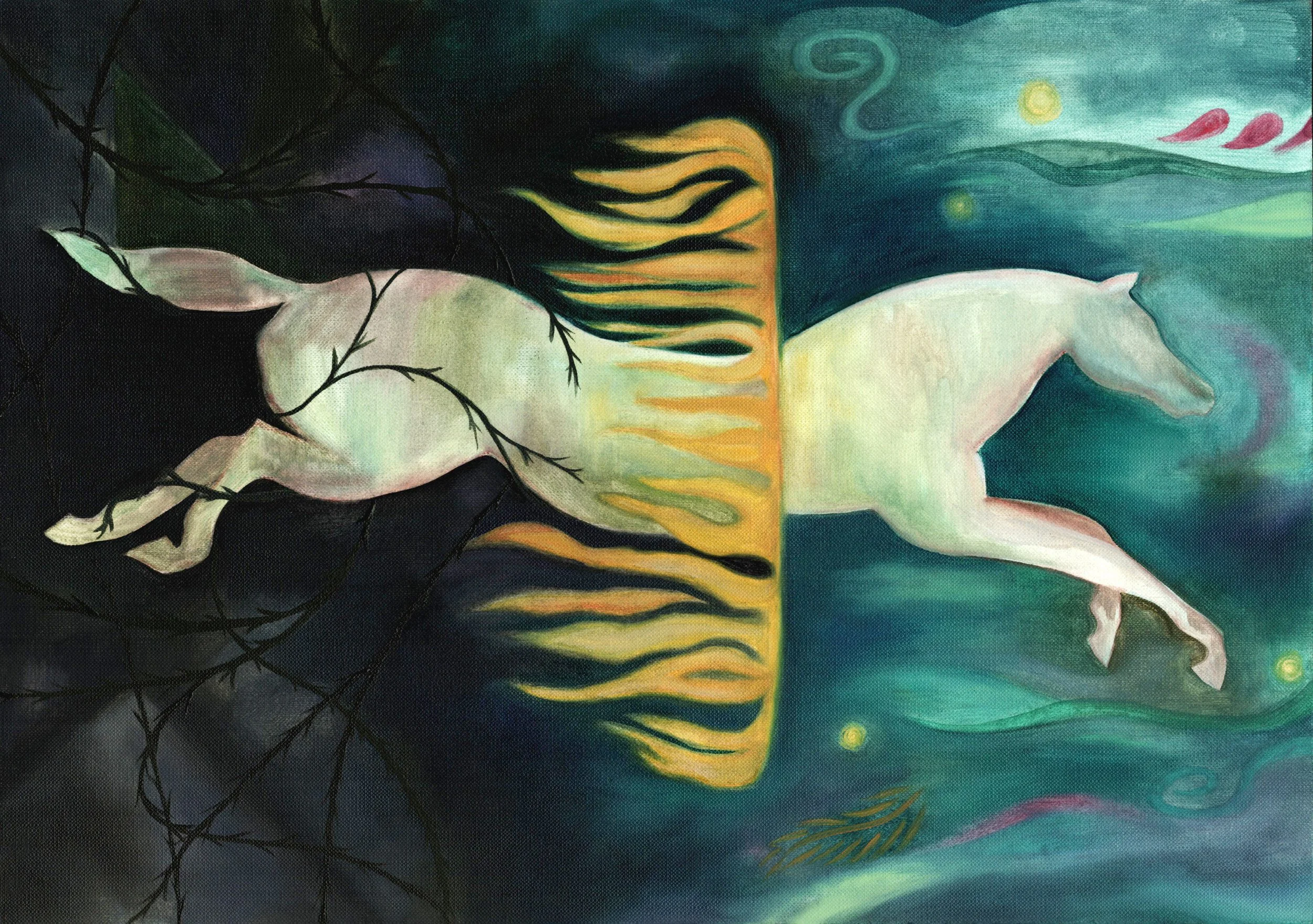 Fire Horse // Oil on canvas paper // 11.5x17.5"