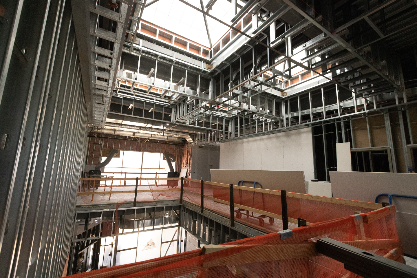 View from the second-floor atrium, above the lobby.