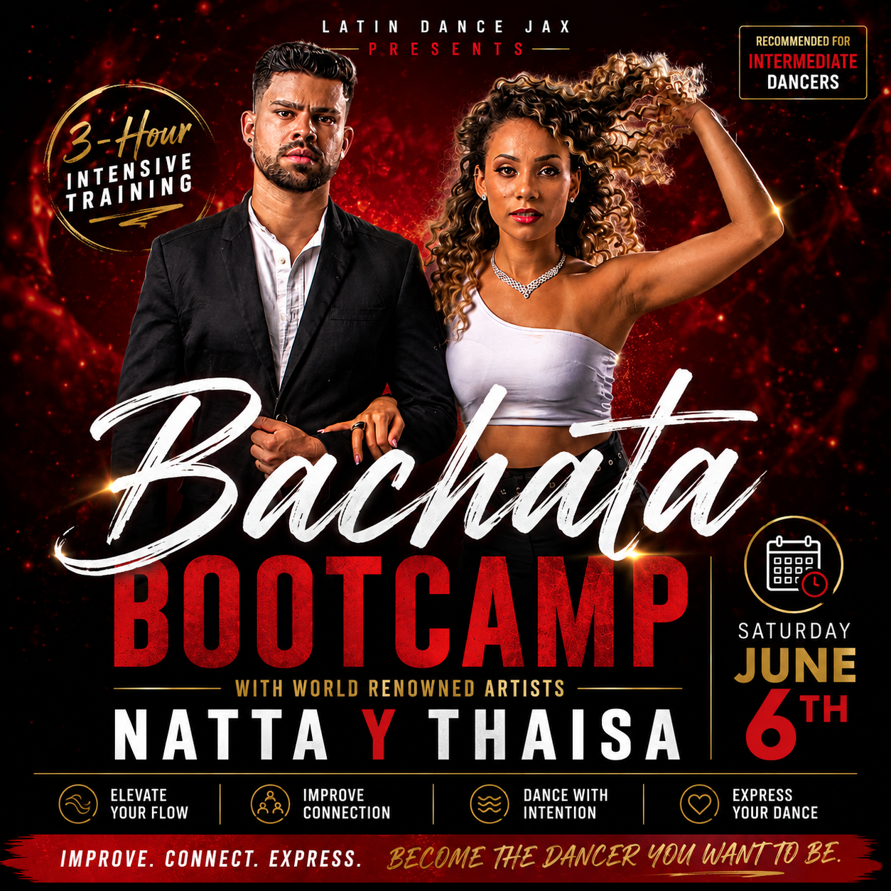 3-Hour Bachata Flow Bootcamp with Natta y Thaisa (Bootcamp Only - Social Not Included on This Pass)