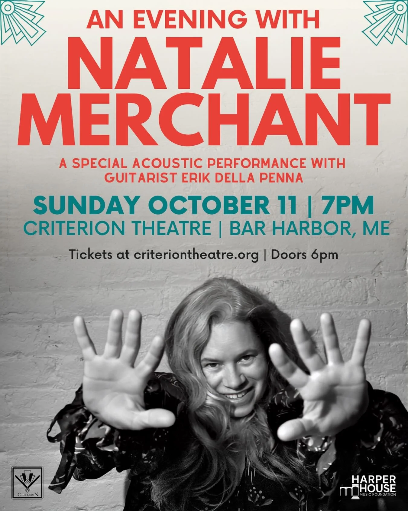 Just announced&ndash;a very special acoustic performance on Sunday, October 11 at the historic&nbsp;@1932criterion theatre in Bar Harbor, ME. Natalie will perform as a duo with her longtime guitarist, @erikdellapenna.&nbsp;

In collaboration with @ha