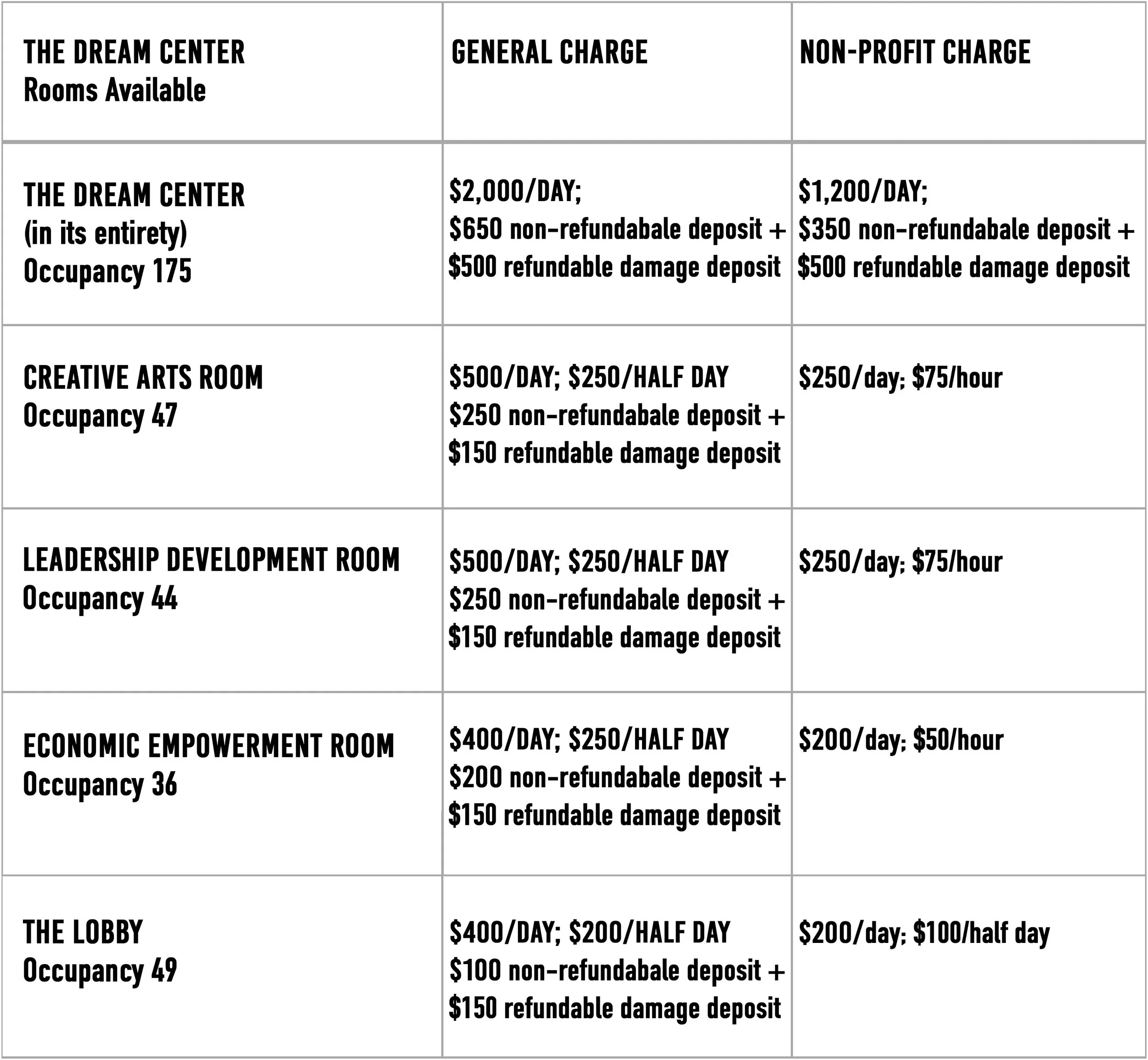 RENTALS — thedreamcenterharlem