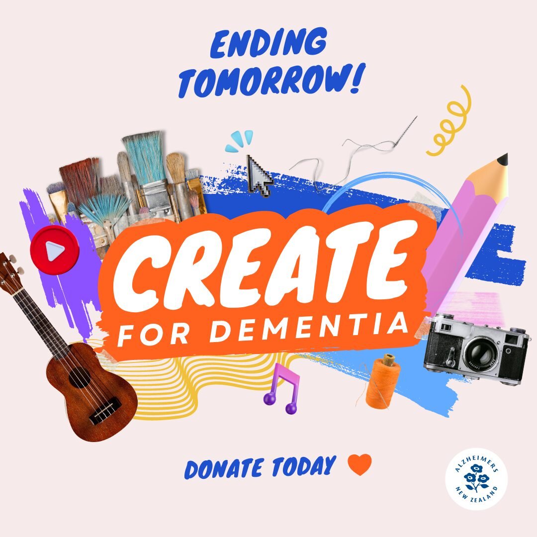 Create for Dementia ends tomorrow! 

Help us create a dementia-friendly New Zealand by donating today!

Link in bio 🧡

#createfordementia