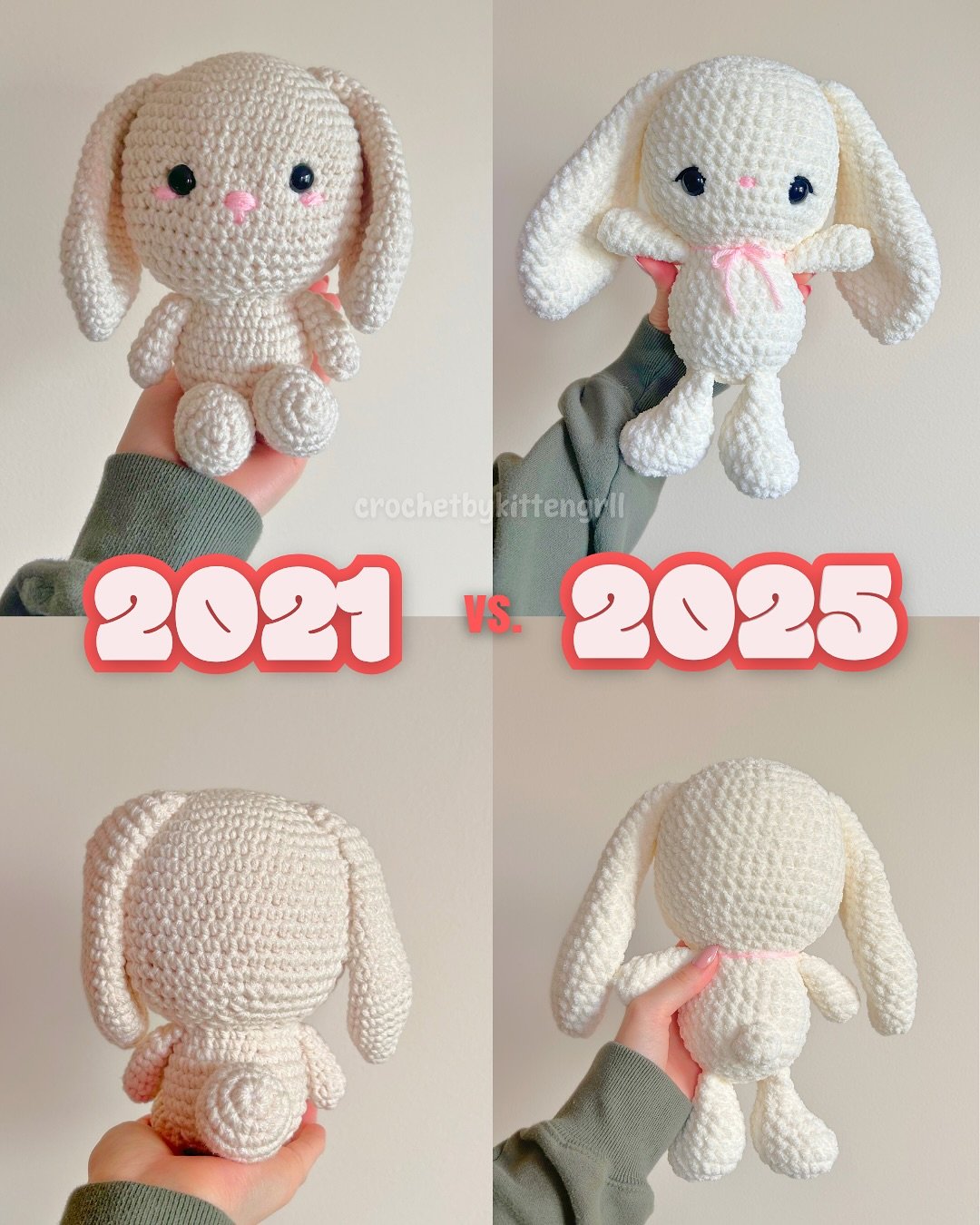 I recreated one of my first crochet projects when I got back into crocheting in 2021! I still wasn’t that great back then, but obviously have been consistently practicing ever since!
I know people hate the advice of “just practice”