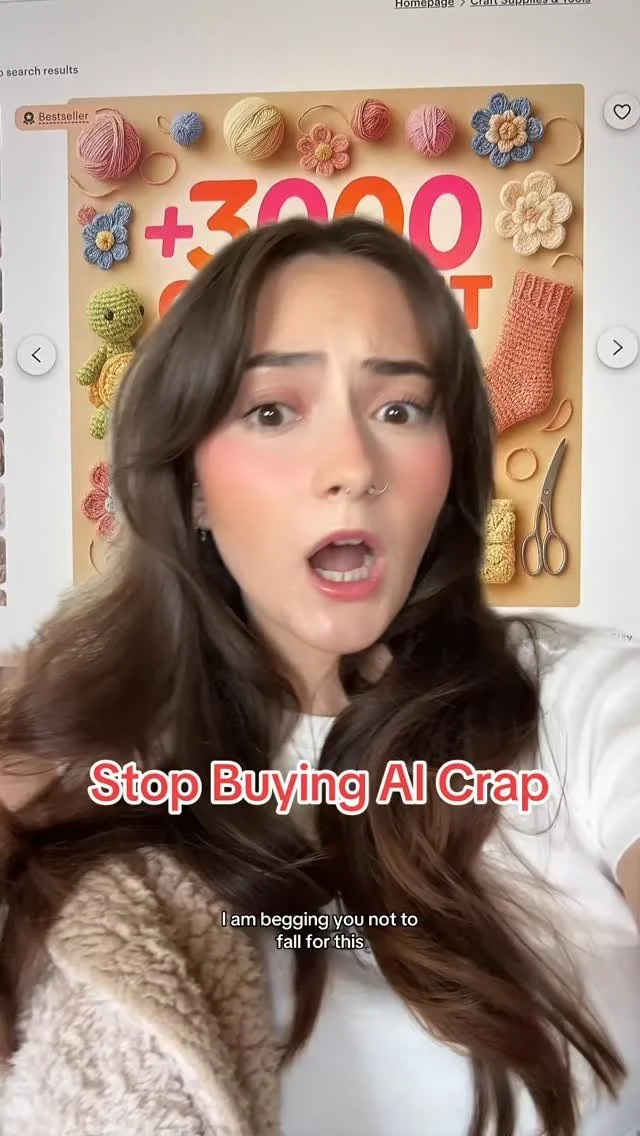 @etsy can you stop allowing deceptive AI listings on your website???? Thank you so much! ππ
Guys if you see AI in a crochet listing, just know you should immediately run! If you’re a beginner crocheter and don’t really know the limits