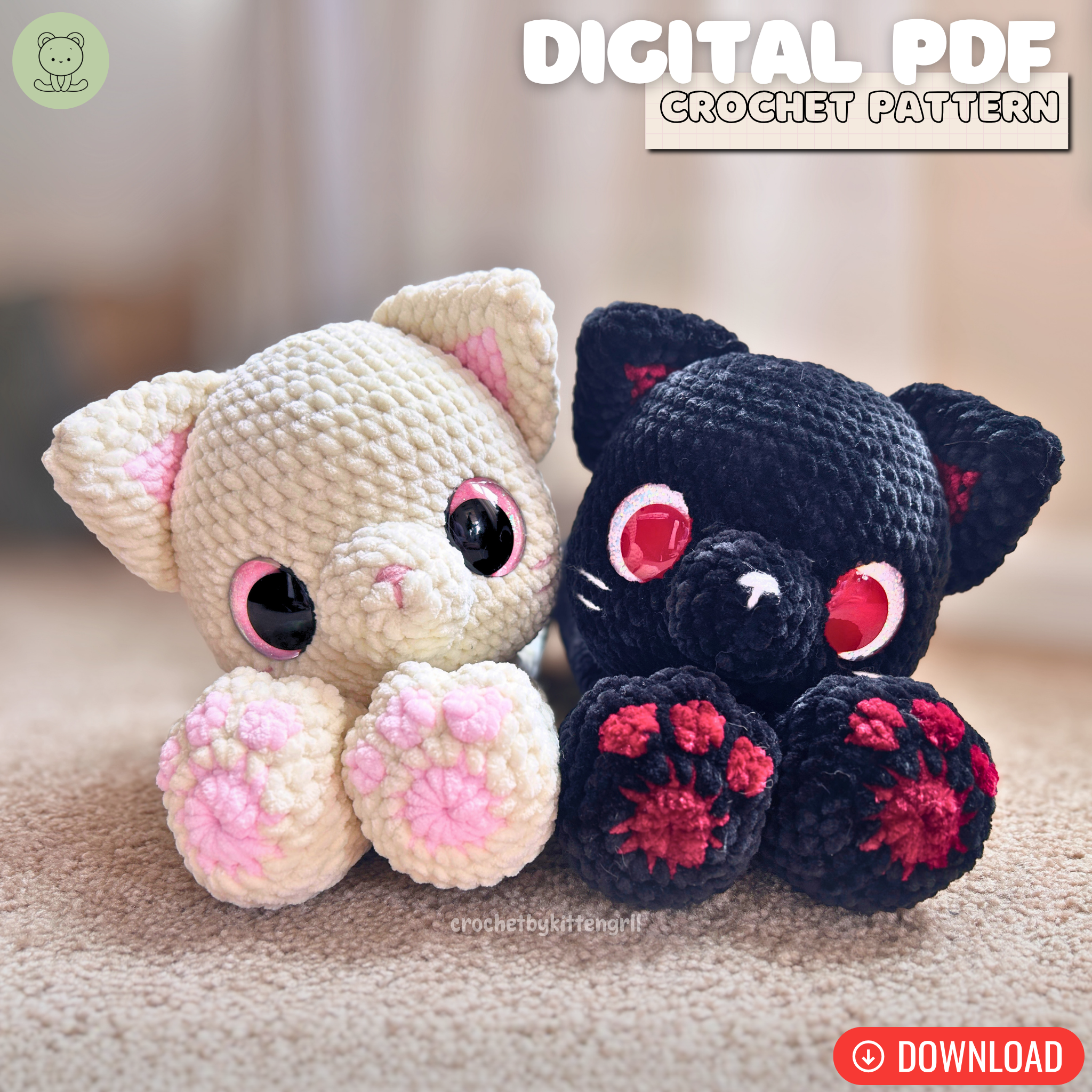 Snuggly Kitty DIGITAL PDF Crochet Pattern