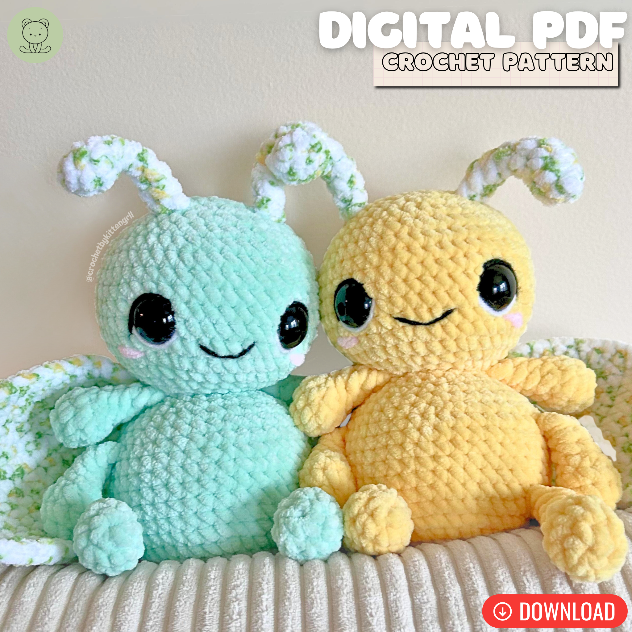No-Sew Fly Baby DIGITAL PDF Crochet Pattern