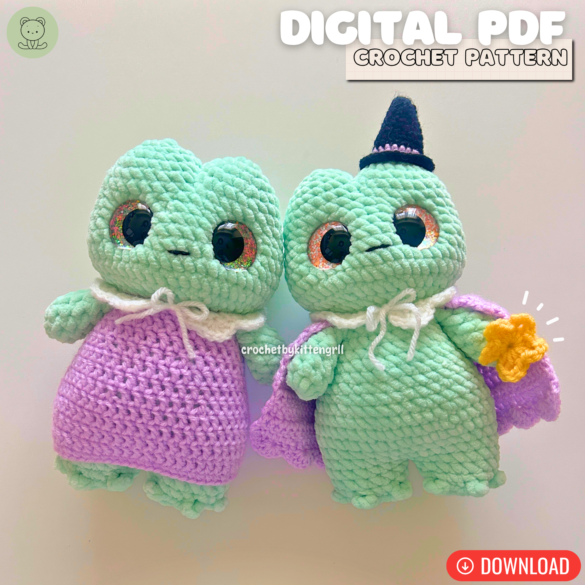 Whimsical Frogs DIGITAL PDF Crochet Pattern