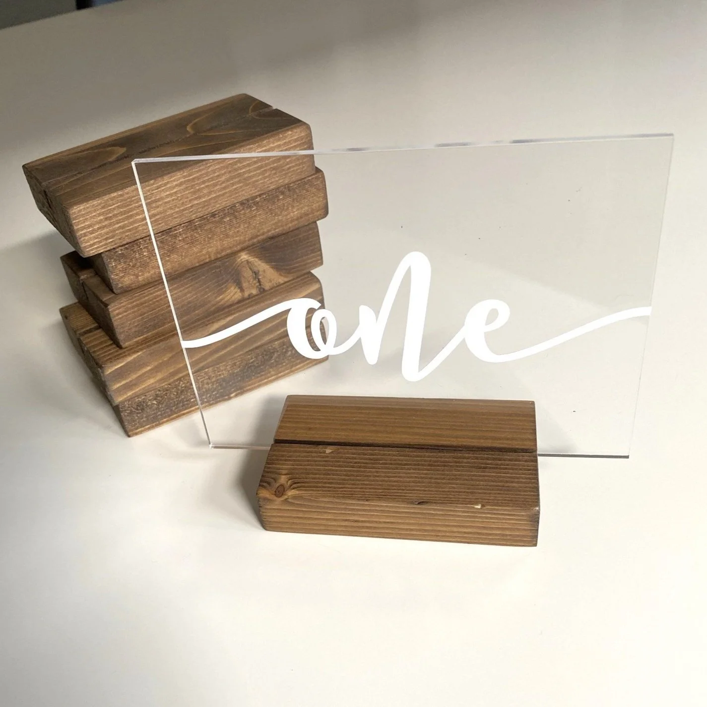 table numbers on wooden base