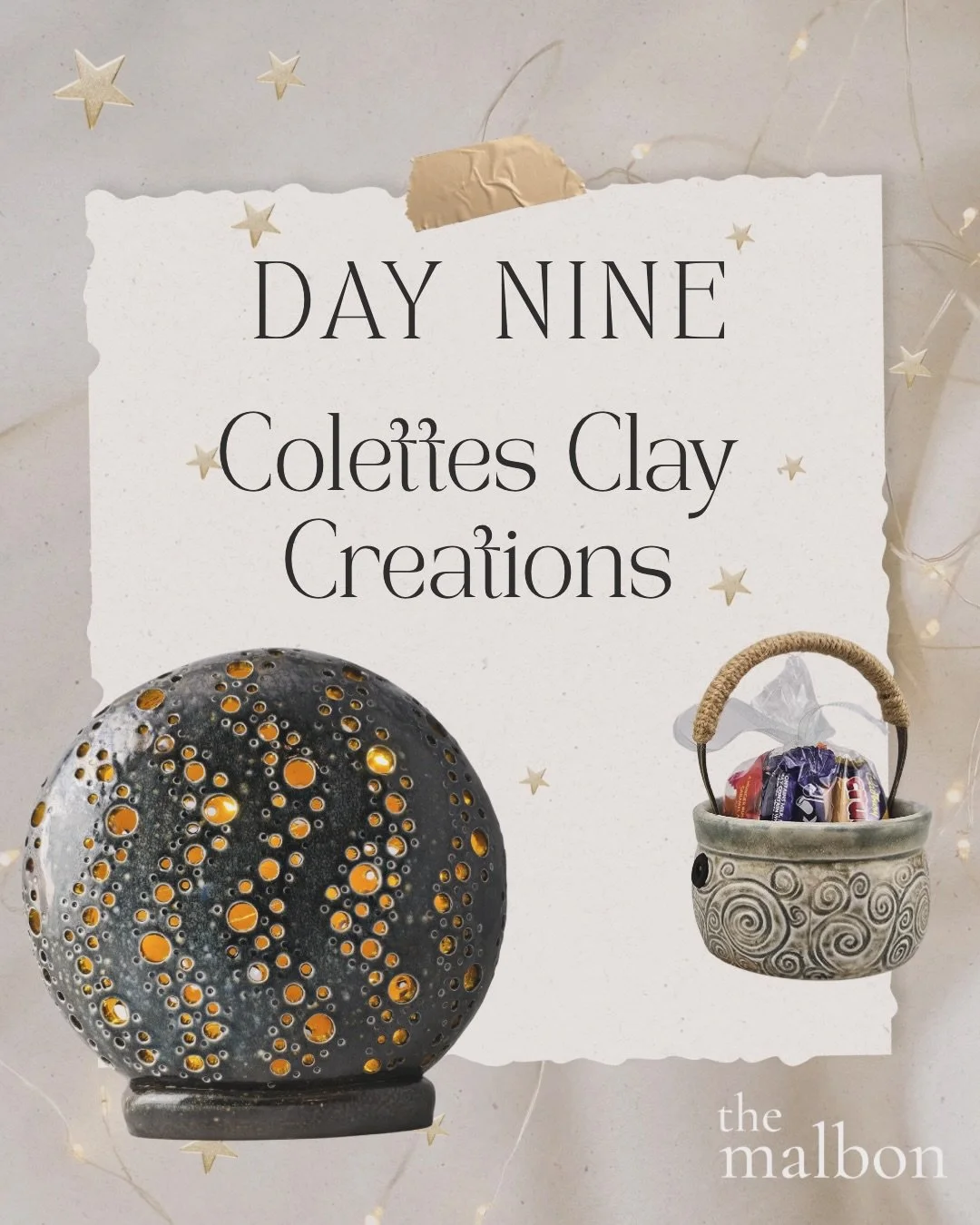 ✨Day Nine of the 12 Days of Malbon Gift Guide ✨

@colettesclaycreations 

Colette Steindl brings clay to life with pieces that are both functional and full of character. From platters and teapots to lanterns and lidded jars, her work is designed for 