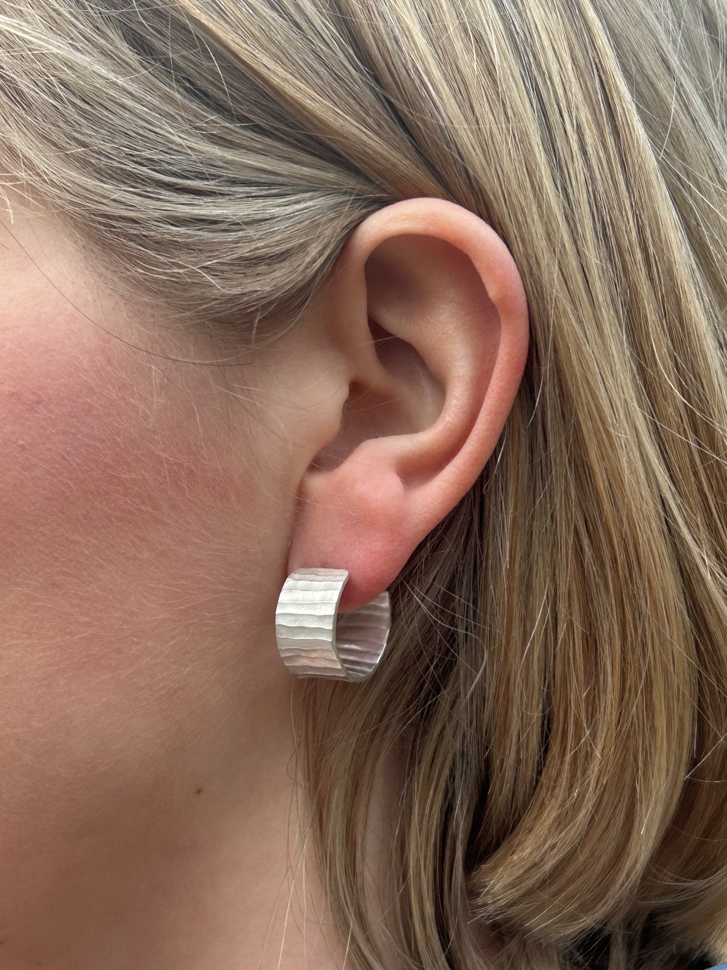 Three-Quarter 'Ridge' Hoop Earrings