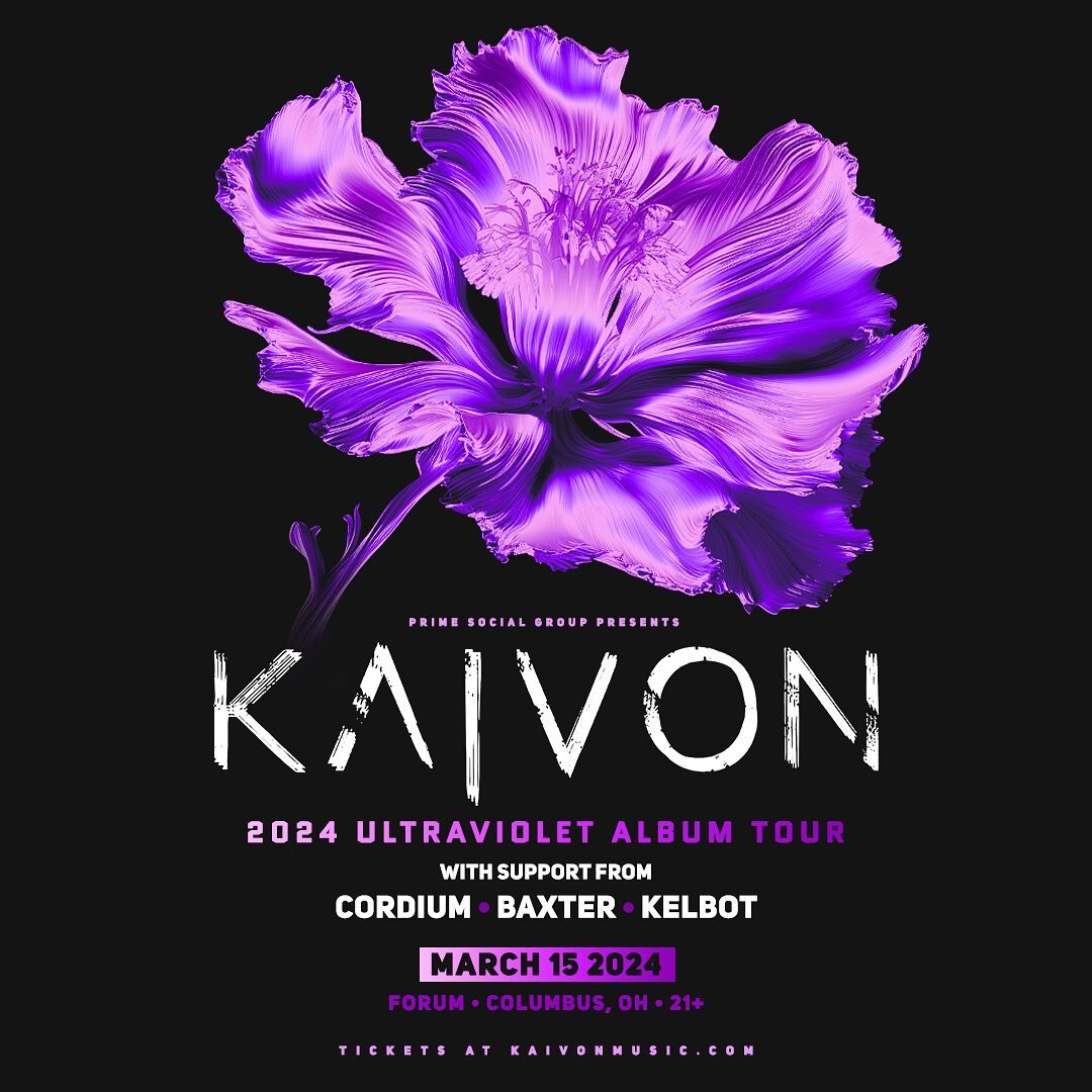 KAIVON @ Forum 3/15 ‼️

stoked to be opening for @kaivon for his columbus stop next month

tickets in my bio, code &ldquo;CORDIUM&rdquo; for a lil discount 

big up @primesocial 

📸: @willdub.co 

#CORDIUM #kaivon #ultraviolettour