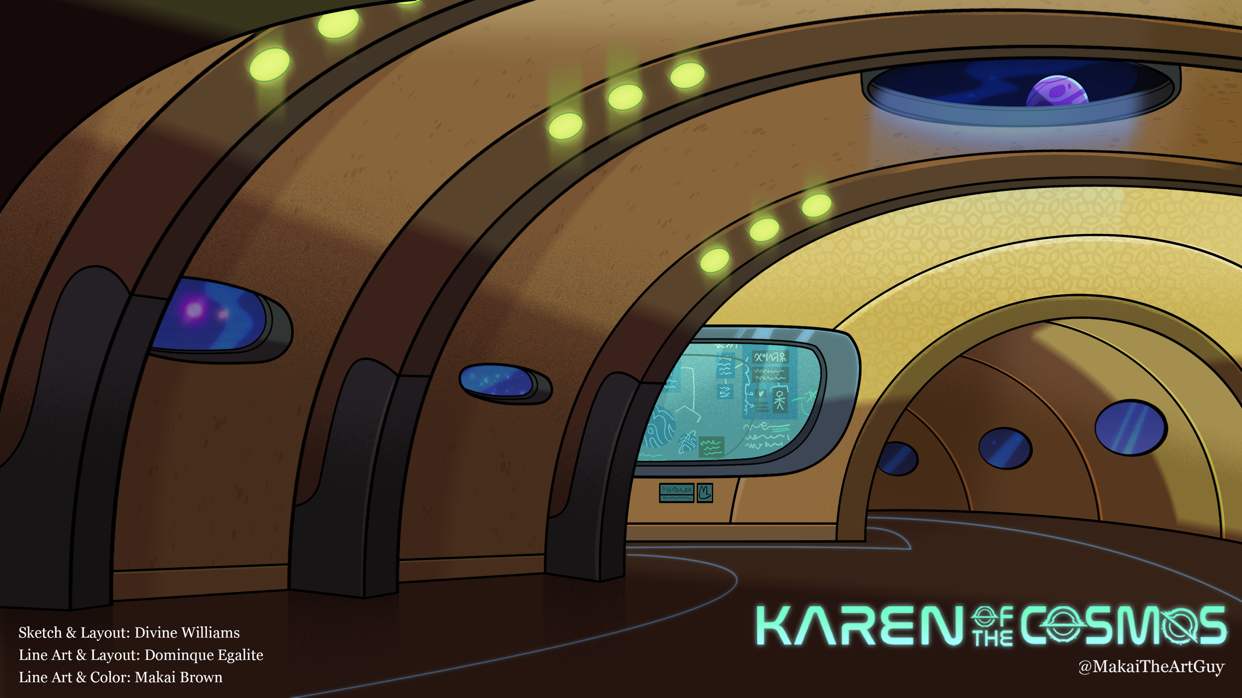 Space Ship Hallway (Interior)
Sketch By: Divine Williams
Line Art By: Dominique Egalite
Line Art & Color By: Makai Brown