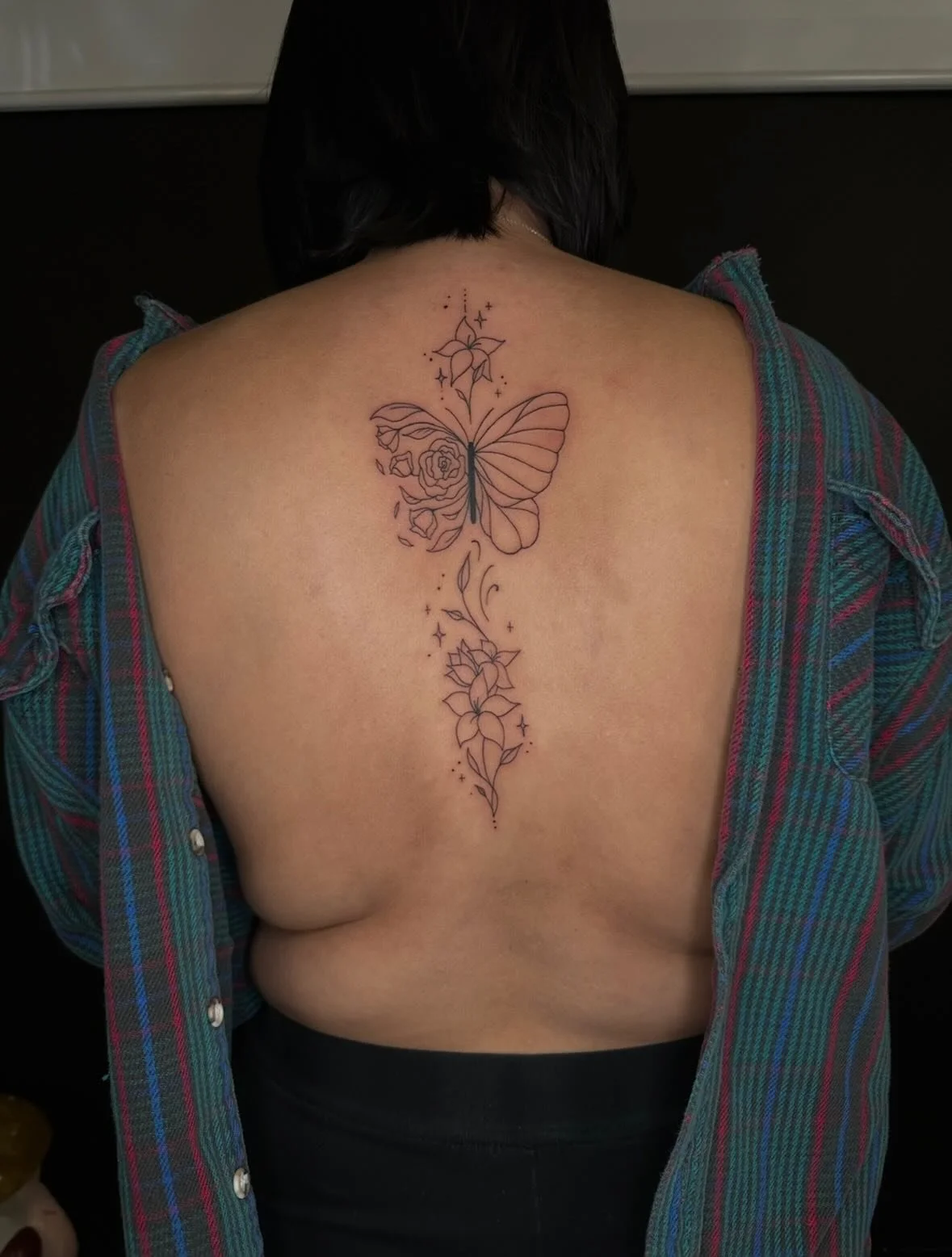 Beautiful floral butterfly piece for Jessica&rsquo;s first tattoo!!

Booking January and February @darkartstattoomd just send a DM or my booking form for a spot💖