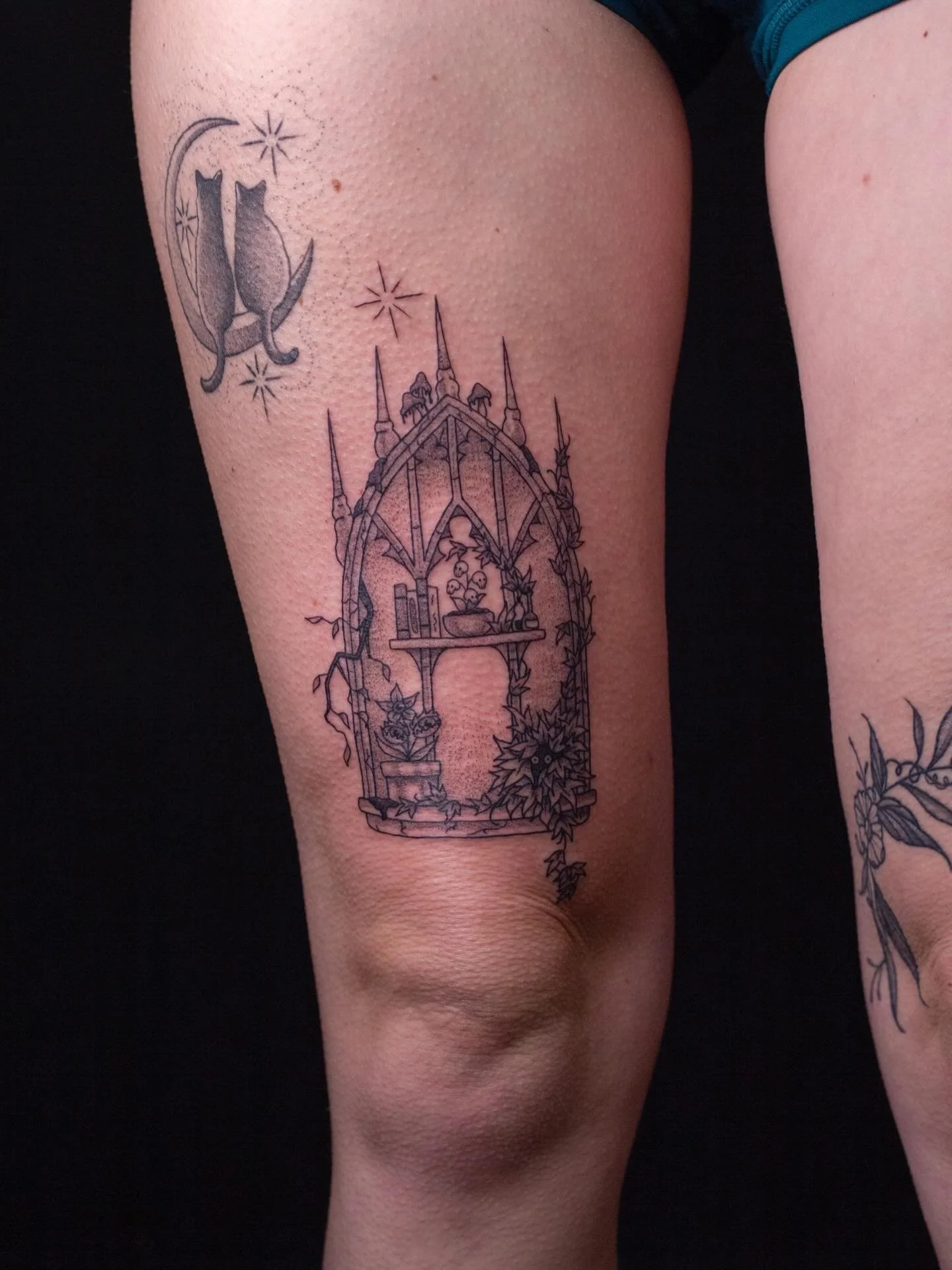 A gothic window full of lil spooky plant friends for Shauna!!!!!🌿🦇🪟

Booking February @darkartstattoomd just send a DM or my booking form for a spot💖