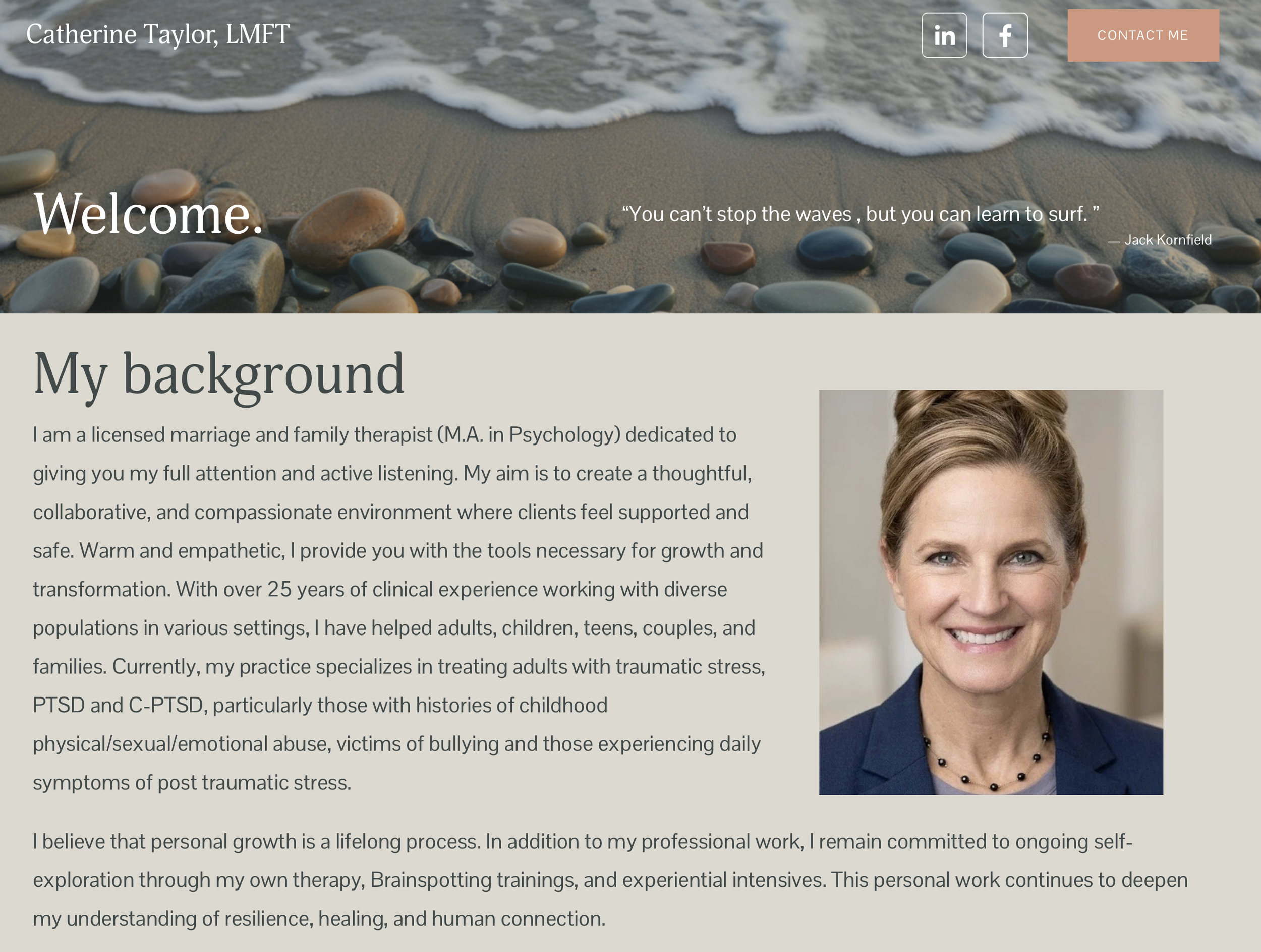 Catherine Taylor, LMFT works with children, preteens, teens, adults, couples and families. In addition to “talk therapy,” when working with kids, she uses talk therapy, play therapy, sandplay, games, art, drawing and clay. There are many ways to solv