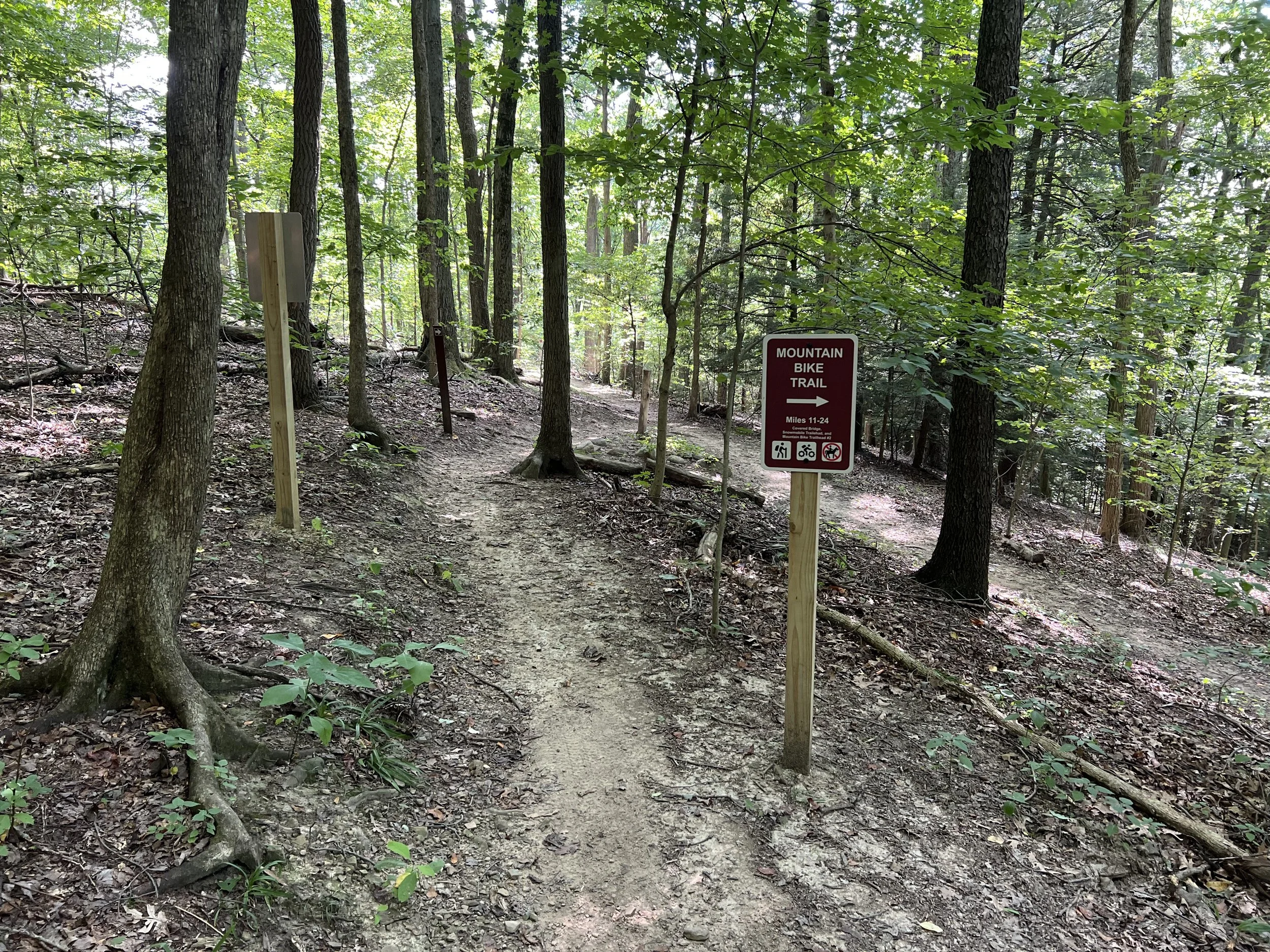 Turn around or ride on to the covered bridge