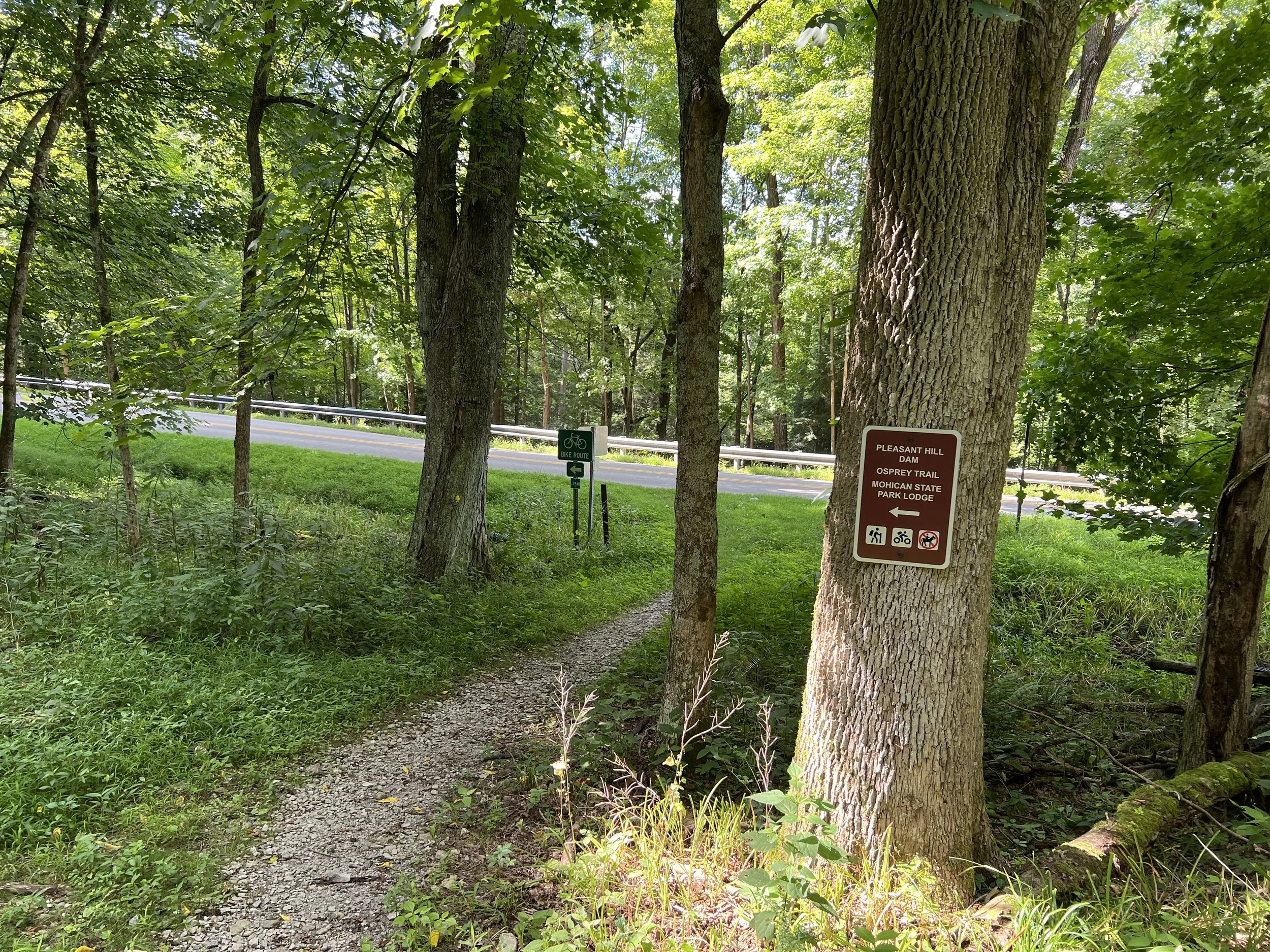 Exit trail to road and dam