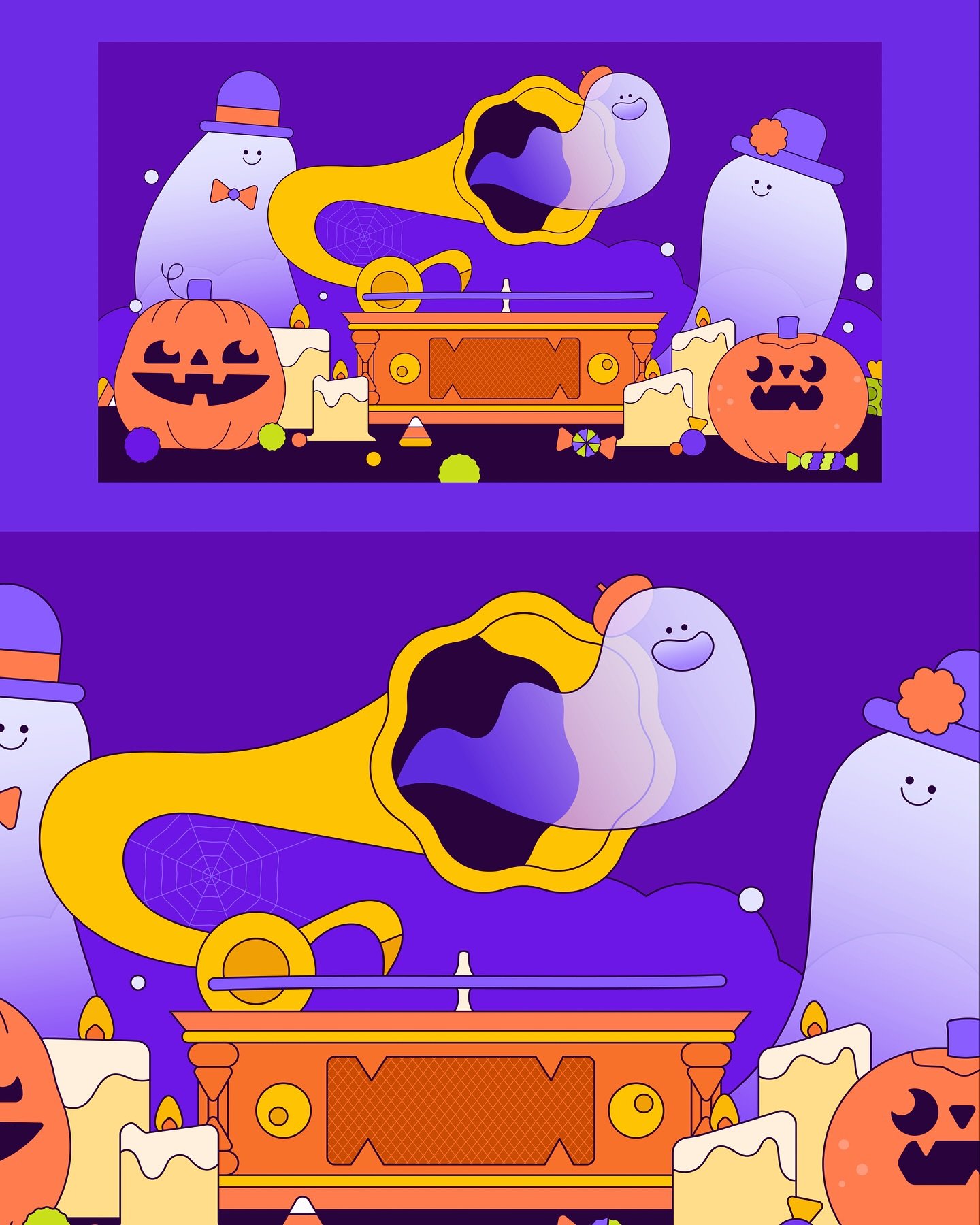 Some more spooky Halloween fun for Google Play. The haunted record player and ghost with a beret has to be one of my favorite things ever. I hope you enjoy this series as much as I did drawing it. 

For Google Play done @revery.is