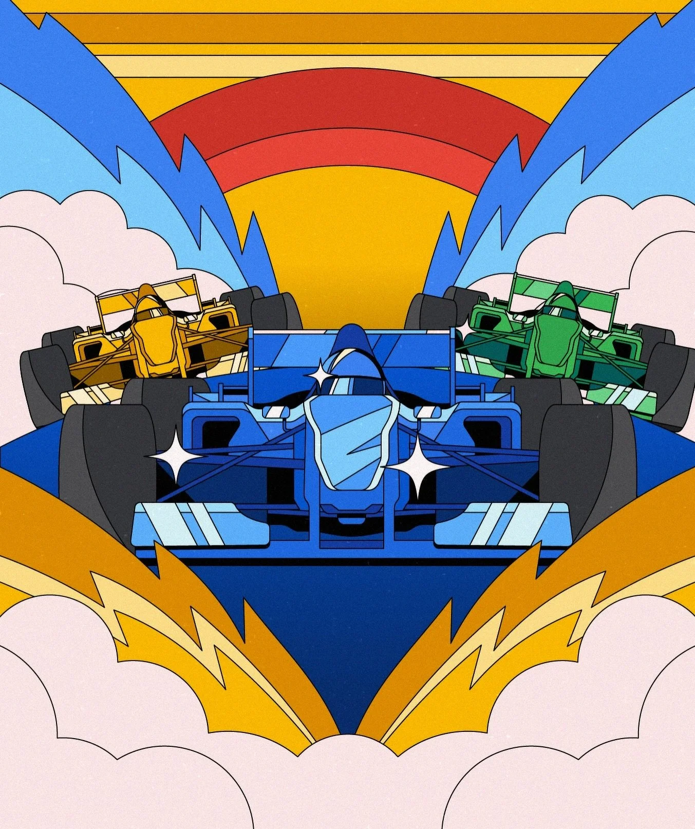 🏆 Formula 1 Grand Prix work for Google Play. 🏎️💨🏁

It was a challenge drawing these monsters for this campaign. The art style was inspired by classic F1 design posters and an evolution of the more technical style I&rsquo;ve been experimenting wit