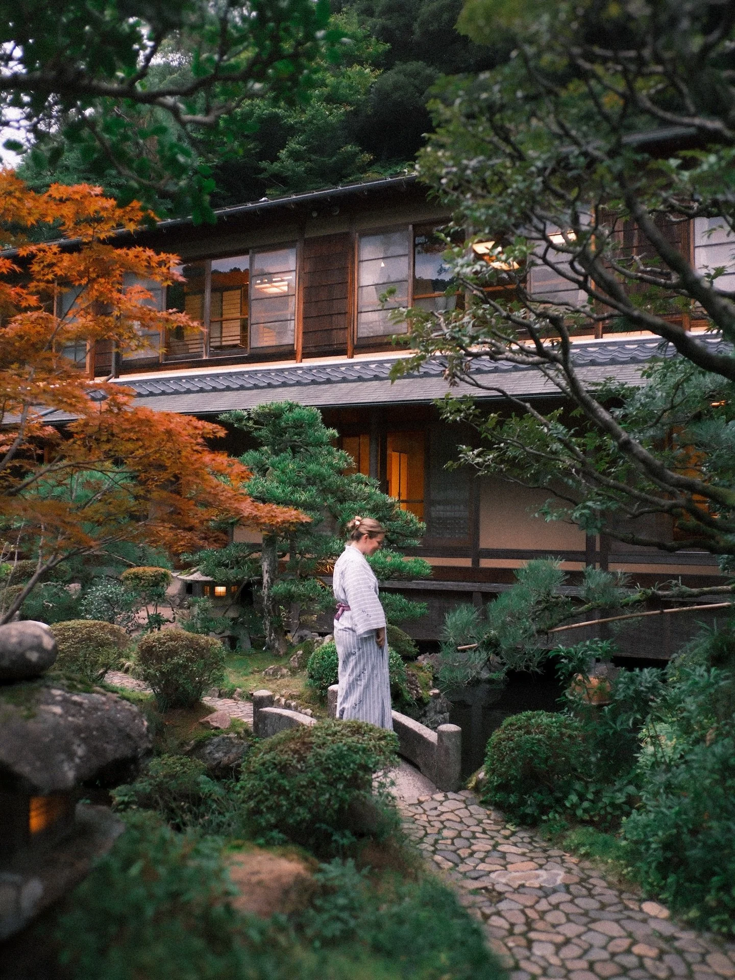 After a short stay in Osaka we traveled to Kinosaki Onsen. It takes about 90 minutes by train and the ride is very scenic and relaxing. We chose Kinosaki for its 7 public baths and the fact that they allow tattoos in all of them. Also, because I prom