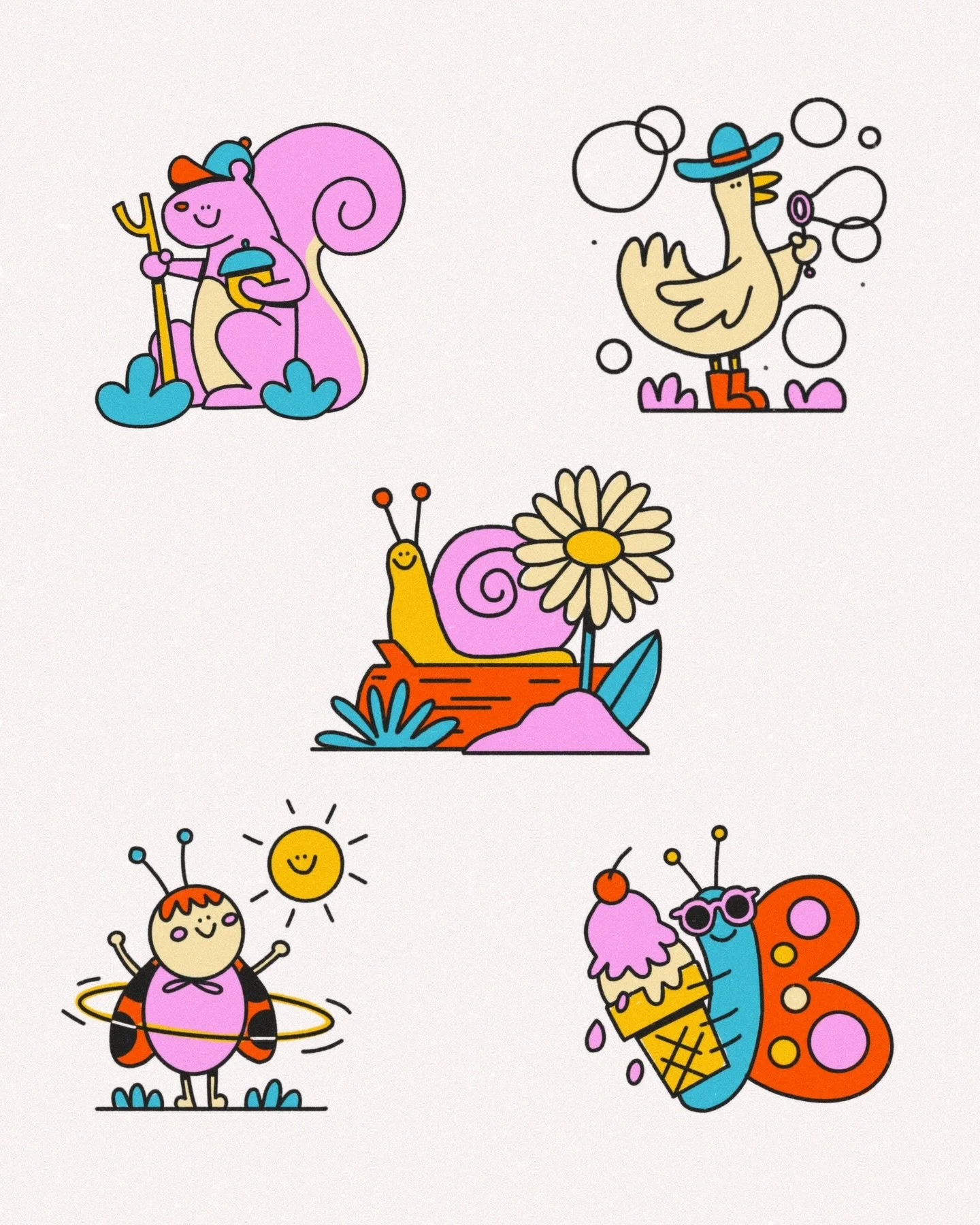 A quick reminder that I do still draw despite posting all these photos lately. Some forest friends enjoying some sunny weather. I&rsquo;m personally quite fond of the goose blowing bubbles. These were done in illustrator and then in procreate, becaus