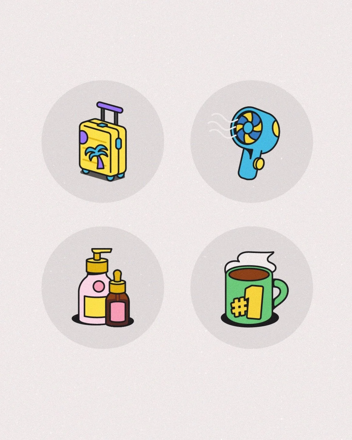 Excited to share some icons for @yahoo for the month of June celebrating all things summer. I love the playful nature of yahoo&rsquo;s style and it was fun to build this scalable set. I think I could draw these little guys forever. These are the four