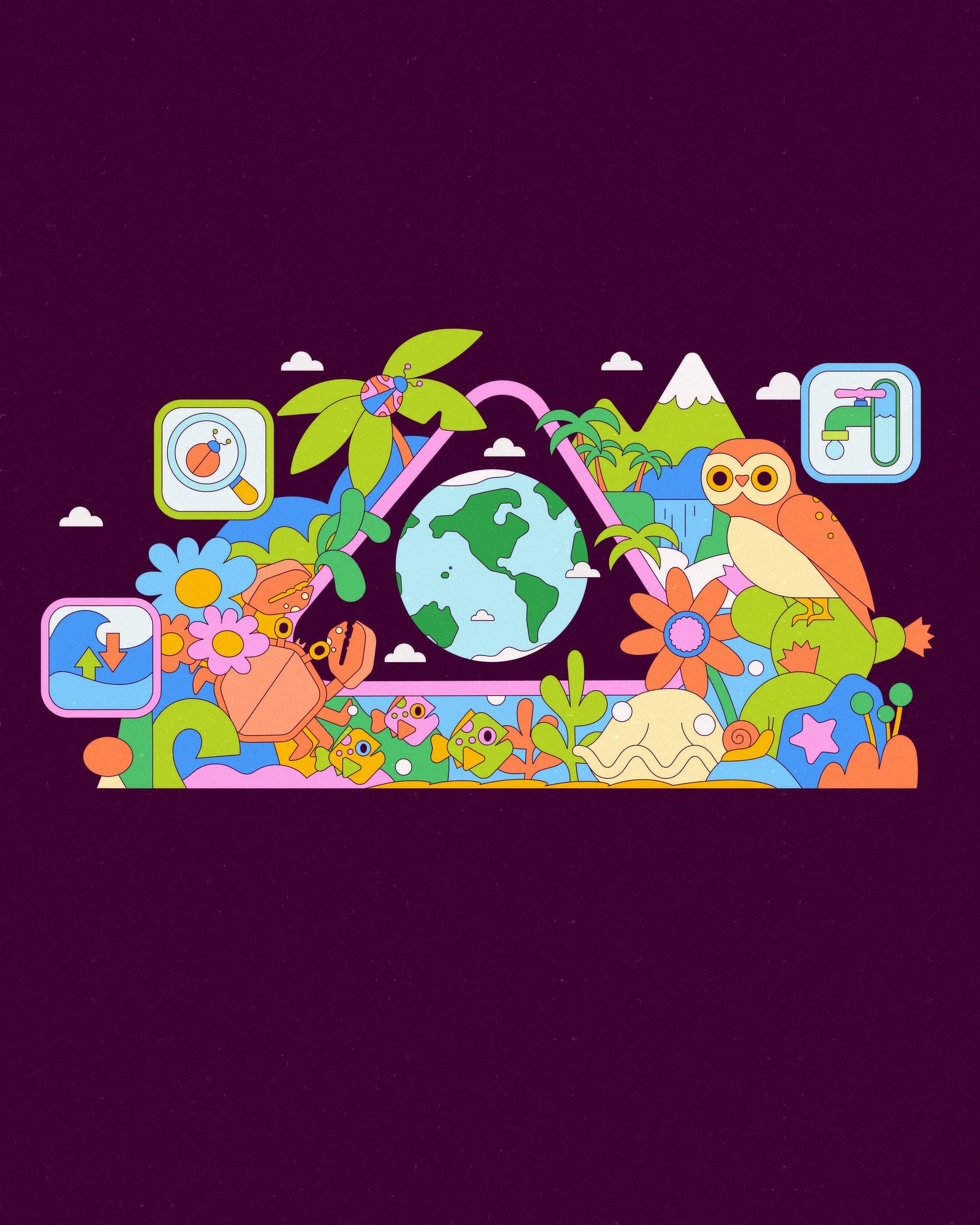 One of the last projects for Google Play celebrating earth day. I love drawing plants and animals and now I can finally check &ldquo;giant clam&rdquo; off of my illustration bucket list. 

Done at Revery for Google Play
Creative direction by @matthew