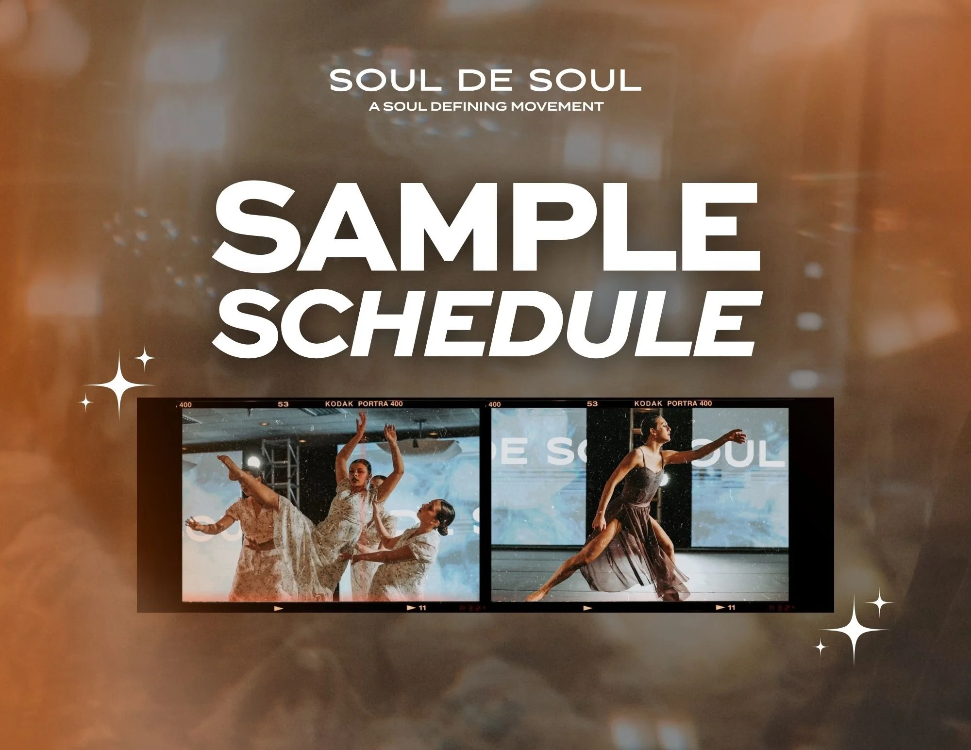 A display screen showing dance performers in traditional costumes, with a title 'Soul de Soul' and subtitle 'A Soul Defining Movement', featuring a collage of dance scenes.