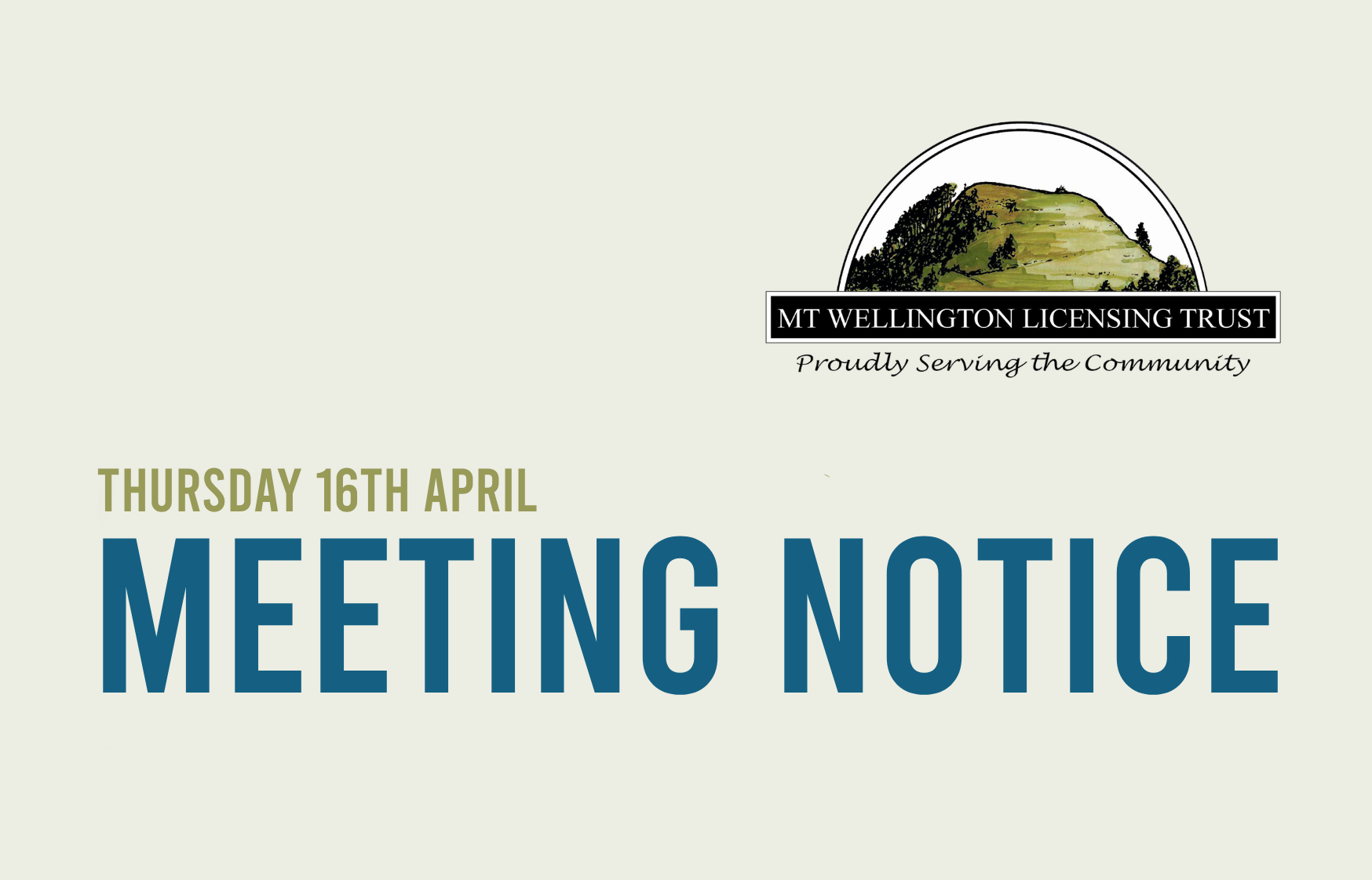 Meeting Notice: Thursday 16th April