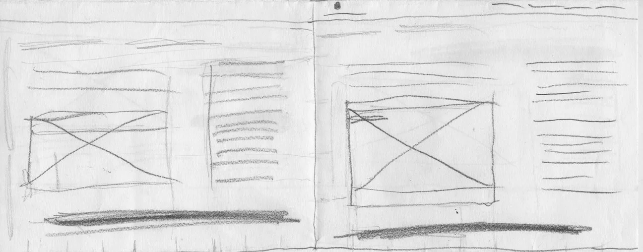 Thumbnail sketches testing different layouts for a Porsche webpage.