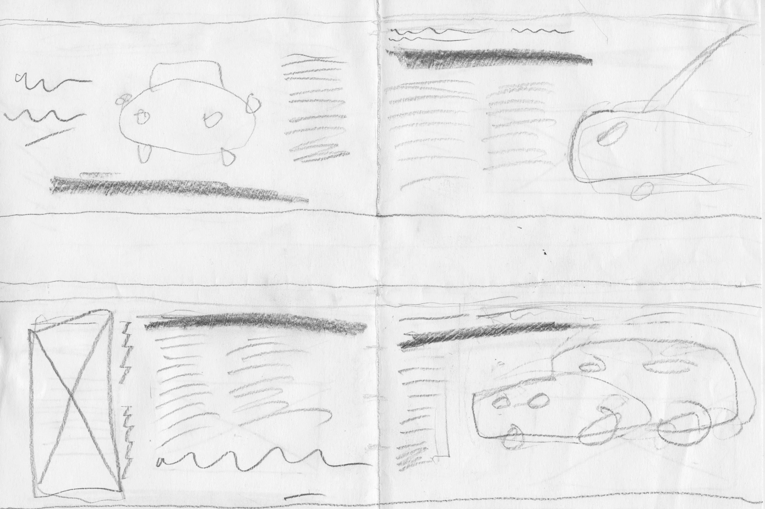 Thumbnail sketches testing different layouts for a Porsche webpage.