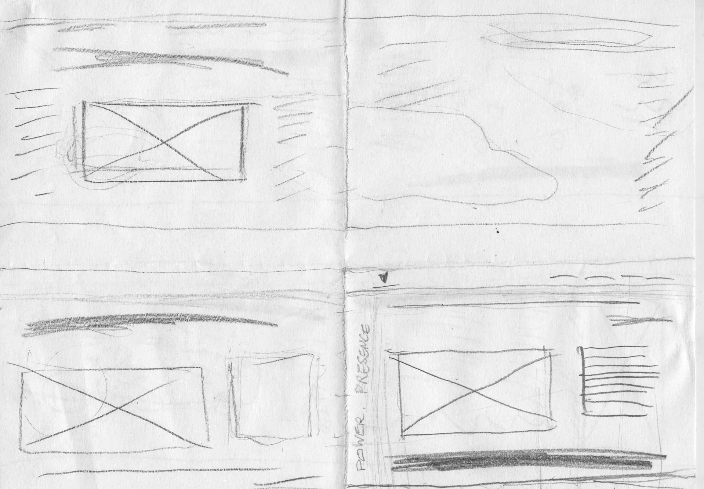 Thumbnail sketches testing different layouts for a Porsche webpage.