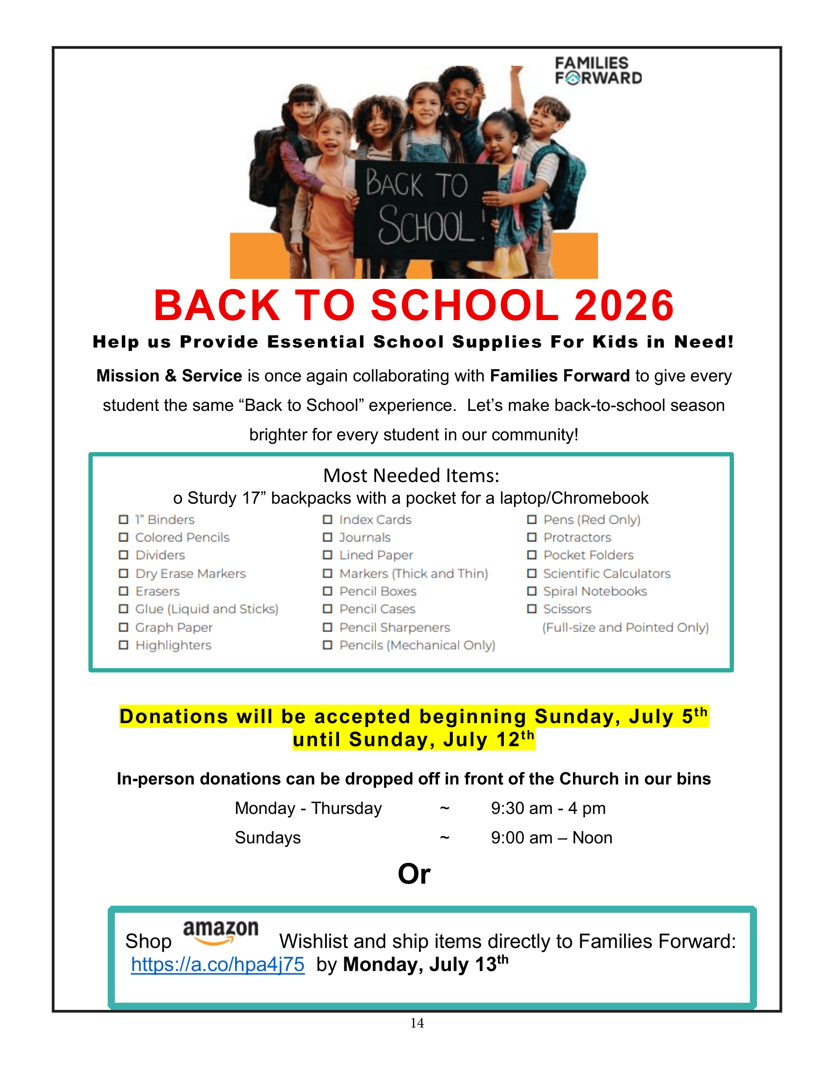 Back to School Supply Drive