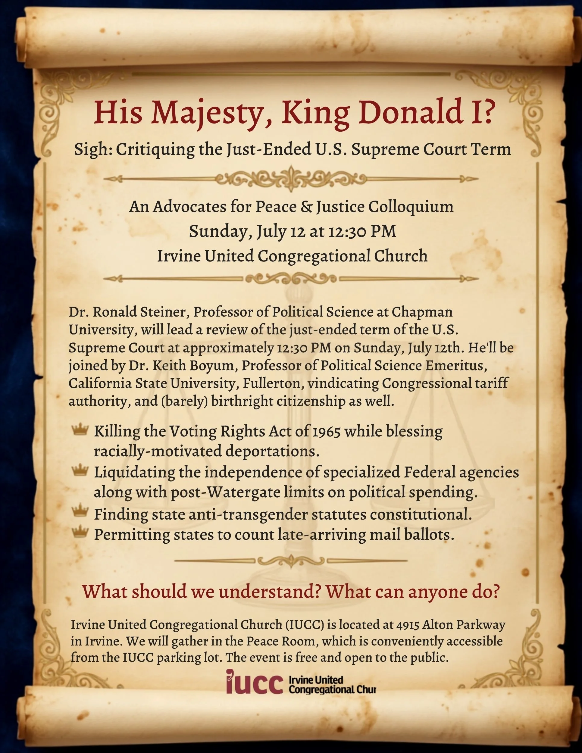 Advocates Colloquium - King Donald the I? A Review of the US Supreme Court Term