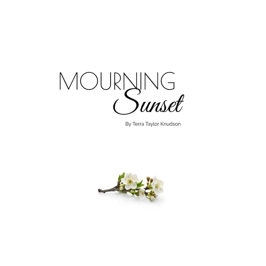 A sprig of blossoms against white Mourning Sunset by Terra Taylor Knudson