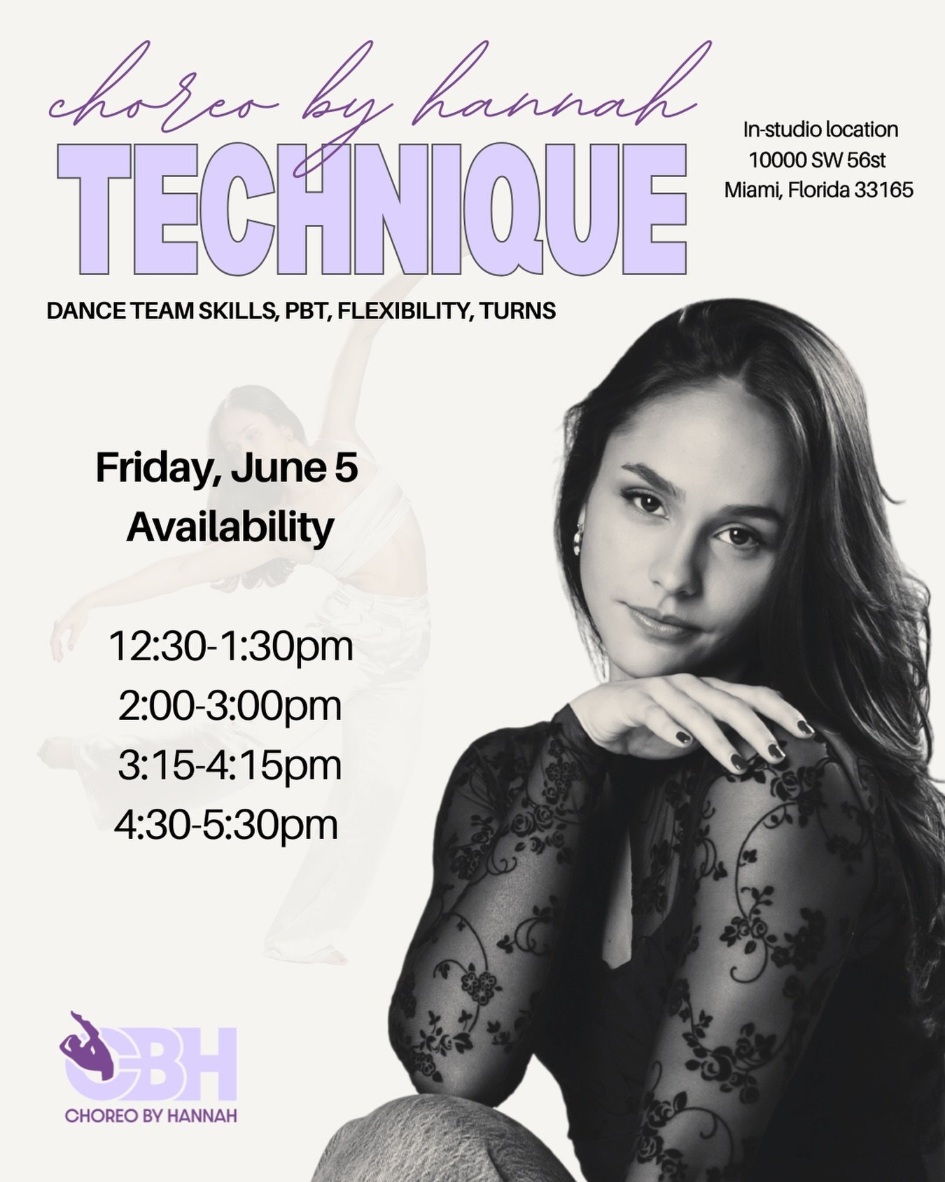 Train with CBH technique this Friday 💪🏻

Solo sessions
Duo sessions

Progressing Ballet Technique
Stretch/Conditioning
Solo Cleaning
Dance Team Skills 
Turns 

Sign up through the link in my bio
Direct message for more information
Email: choreobyha