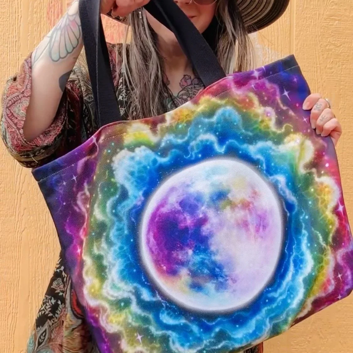 Full Moon Waves - Large Tote Bag