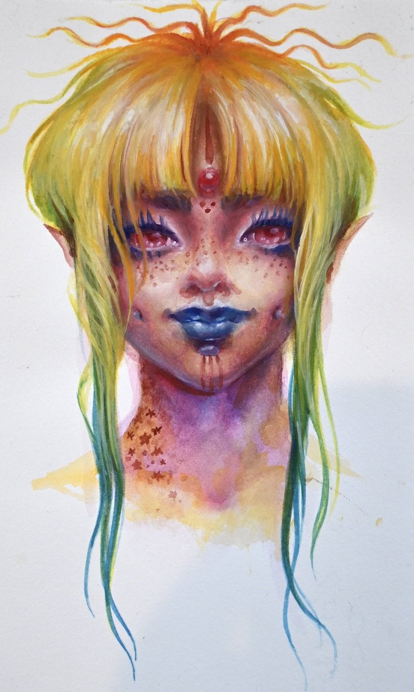 "Yellow Joy Voidoll" - Gouache on Paper