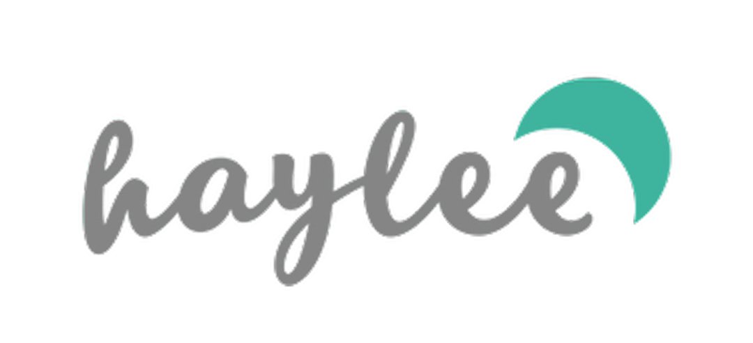 Haylee logo with stylized script and a crescent moon shape