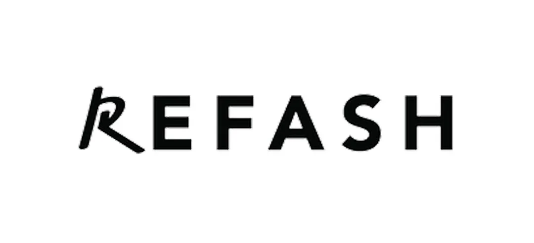 The word 'REFASH' written in stylized black letters on a white background.