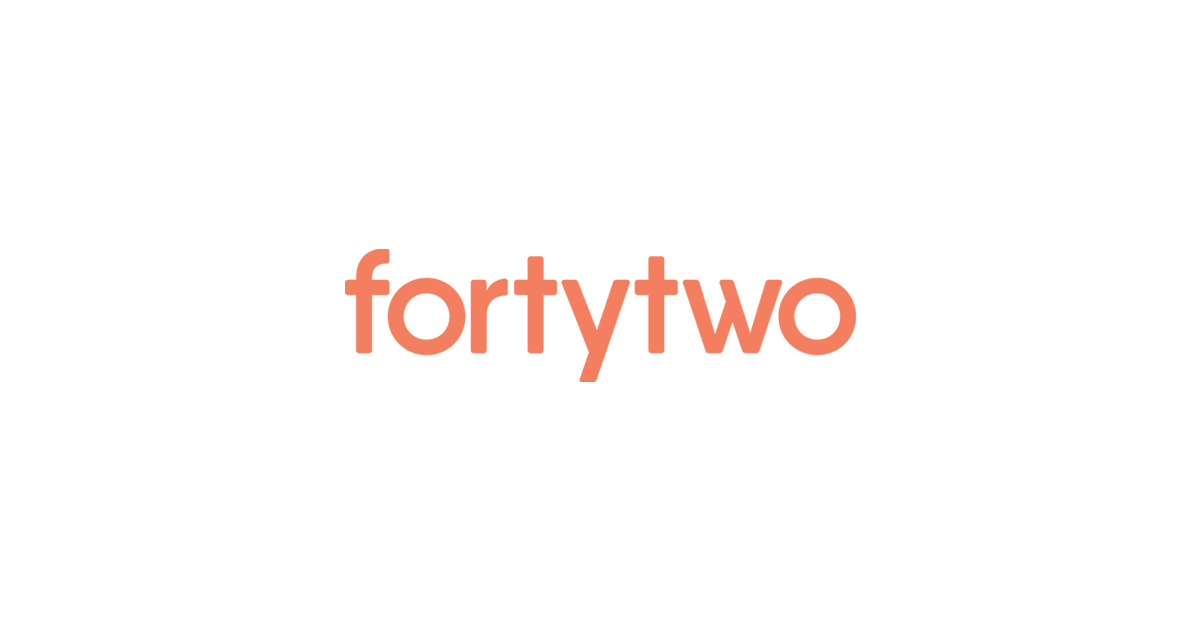 The number forty-two written in lowercase orange text on a white background.