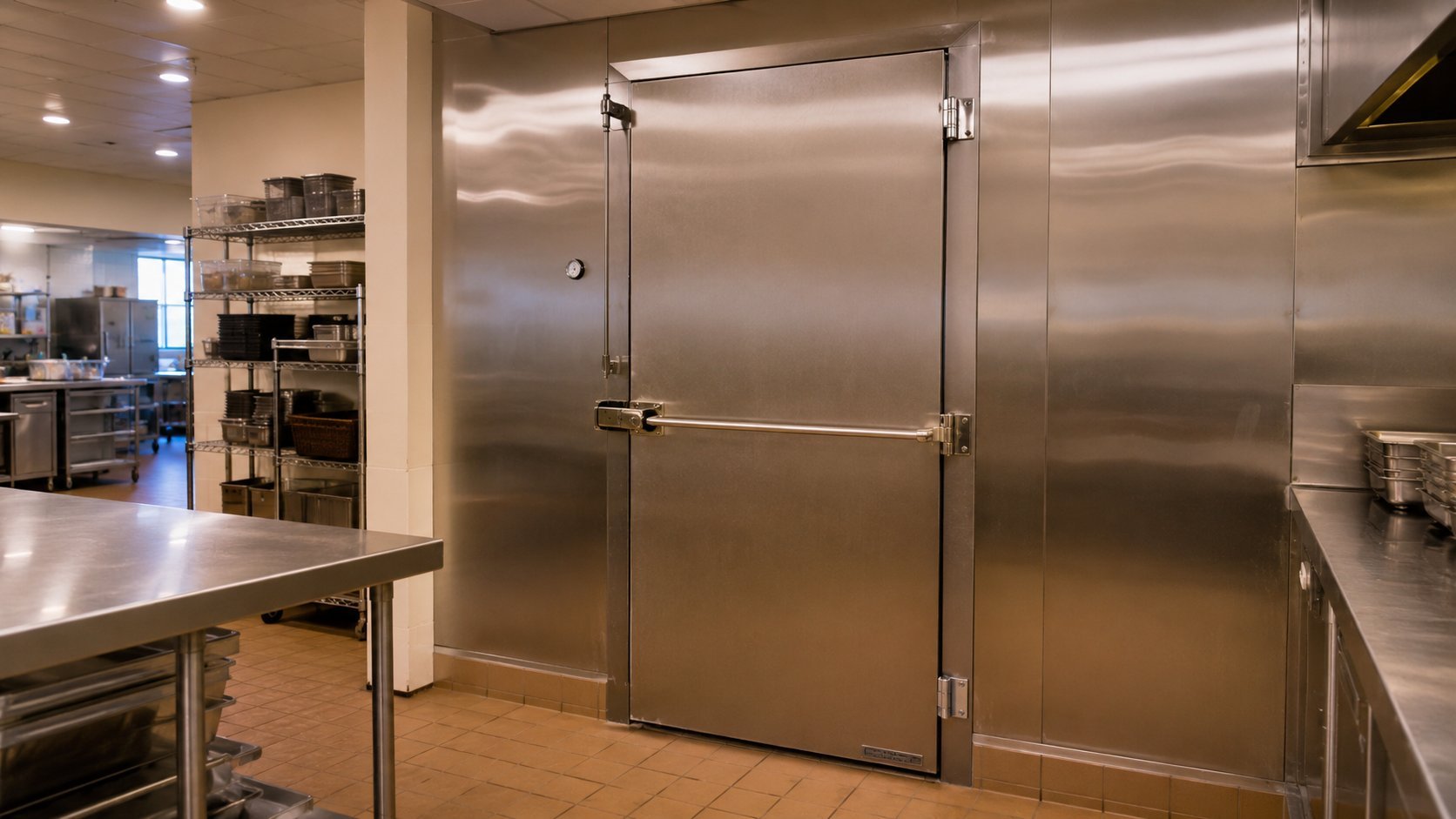 Walk-in cooler in a Northern Ontario restaurant kitchen