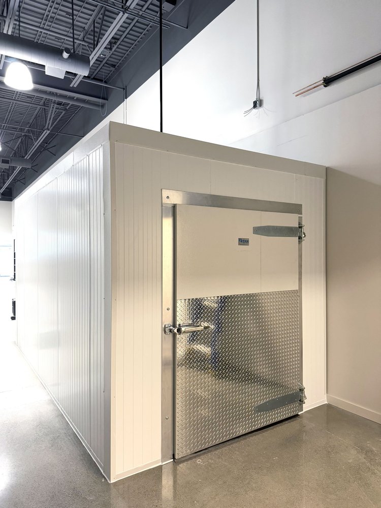 Walk-in cooler interior with food-grade insulated panels