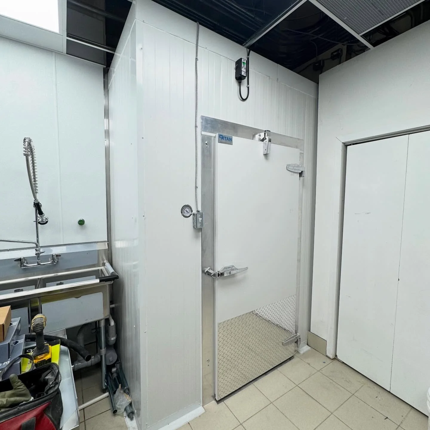 Walk-in cooler installation in progress at a North York restaurant