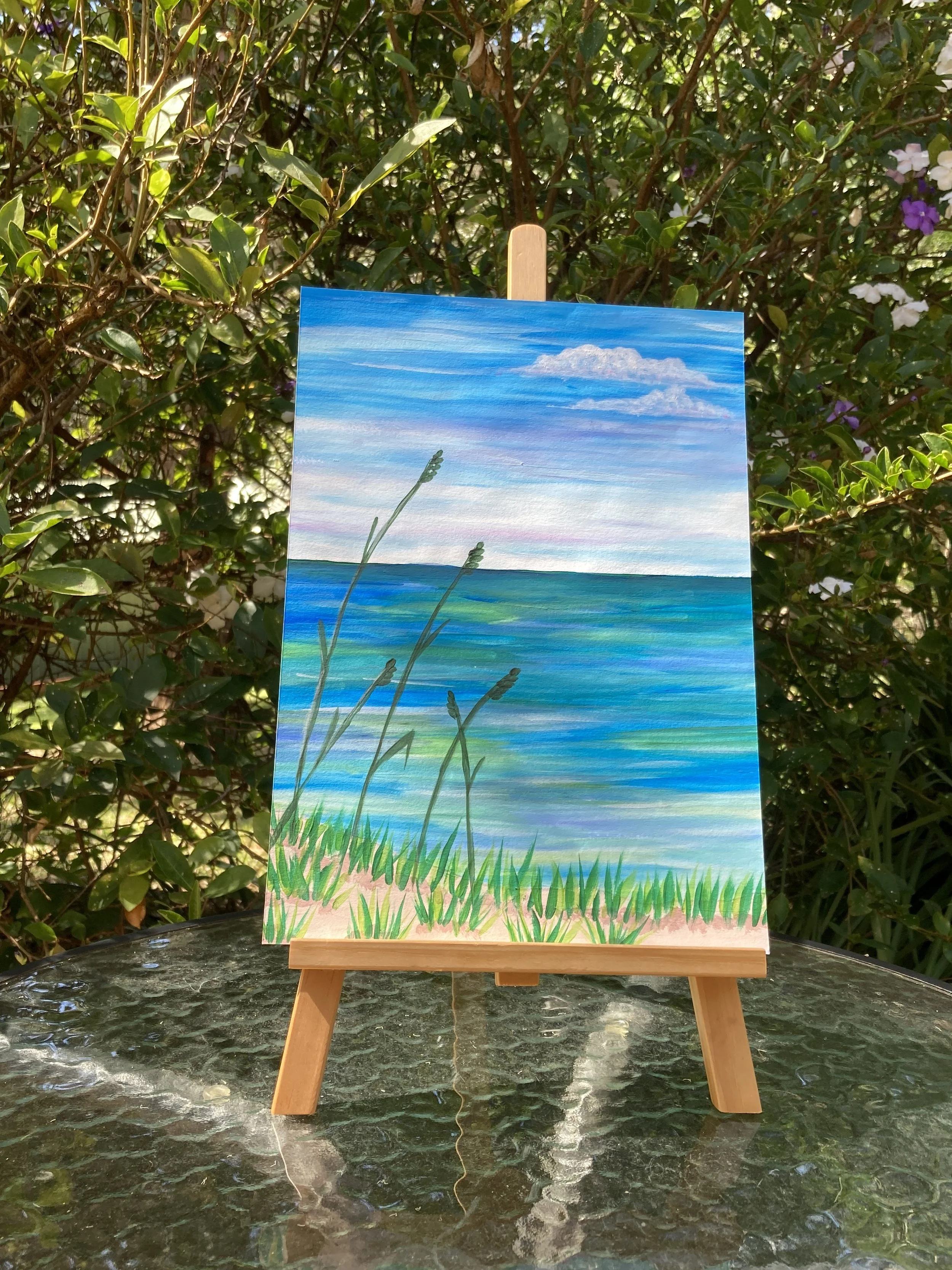 Beachside Grasses on easel.JPG