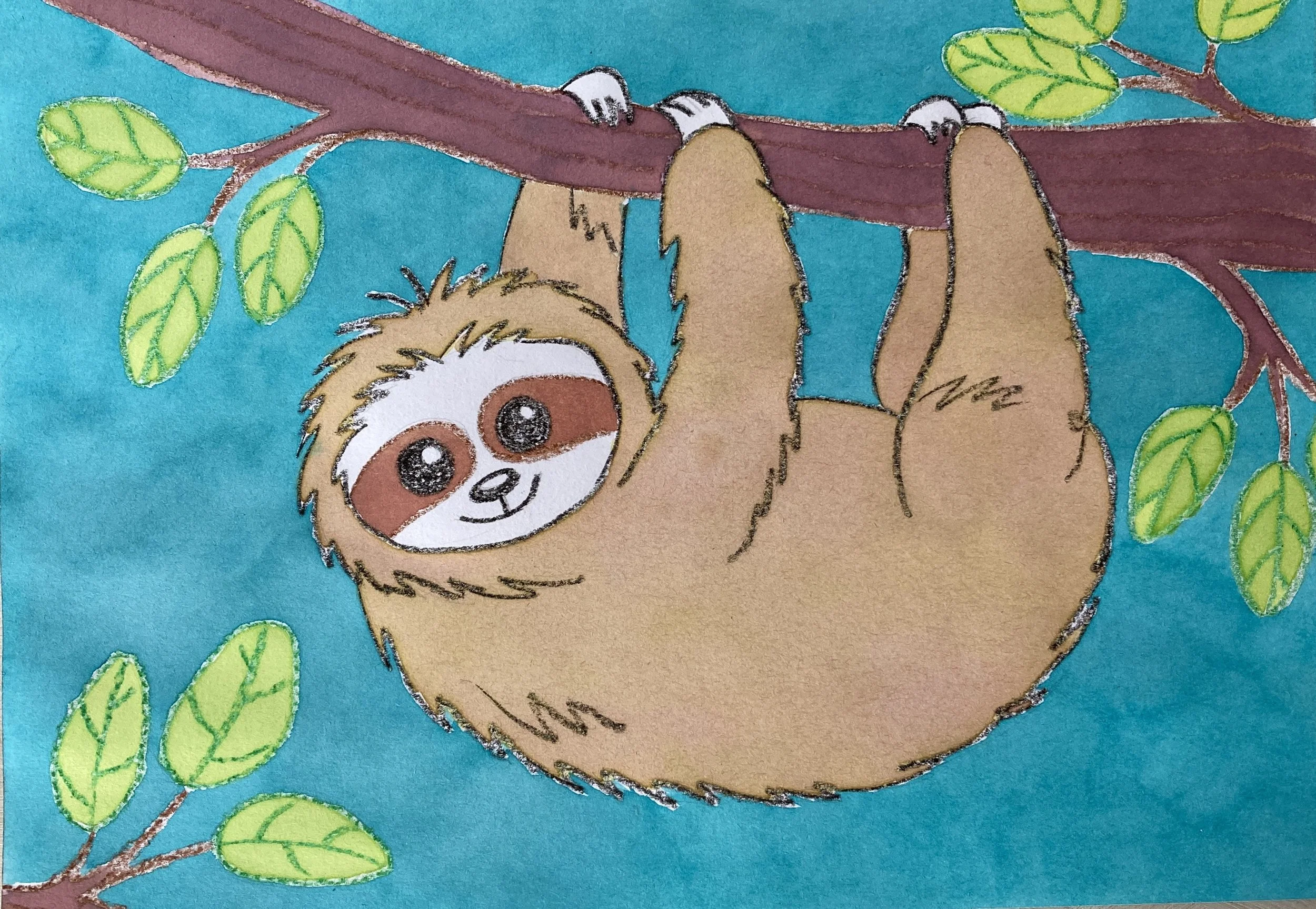 Friendly Sloth liquid watercolour painting.jpg